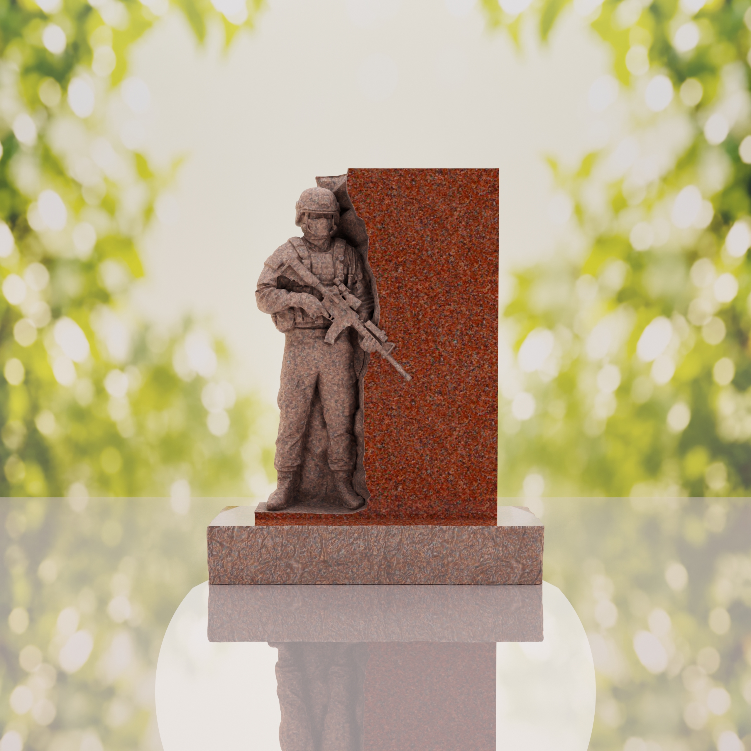 Guardian Soldier Granite Memorial Headstone thumbnail 3