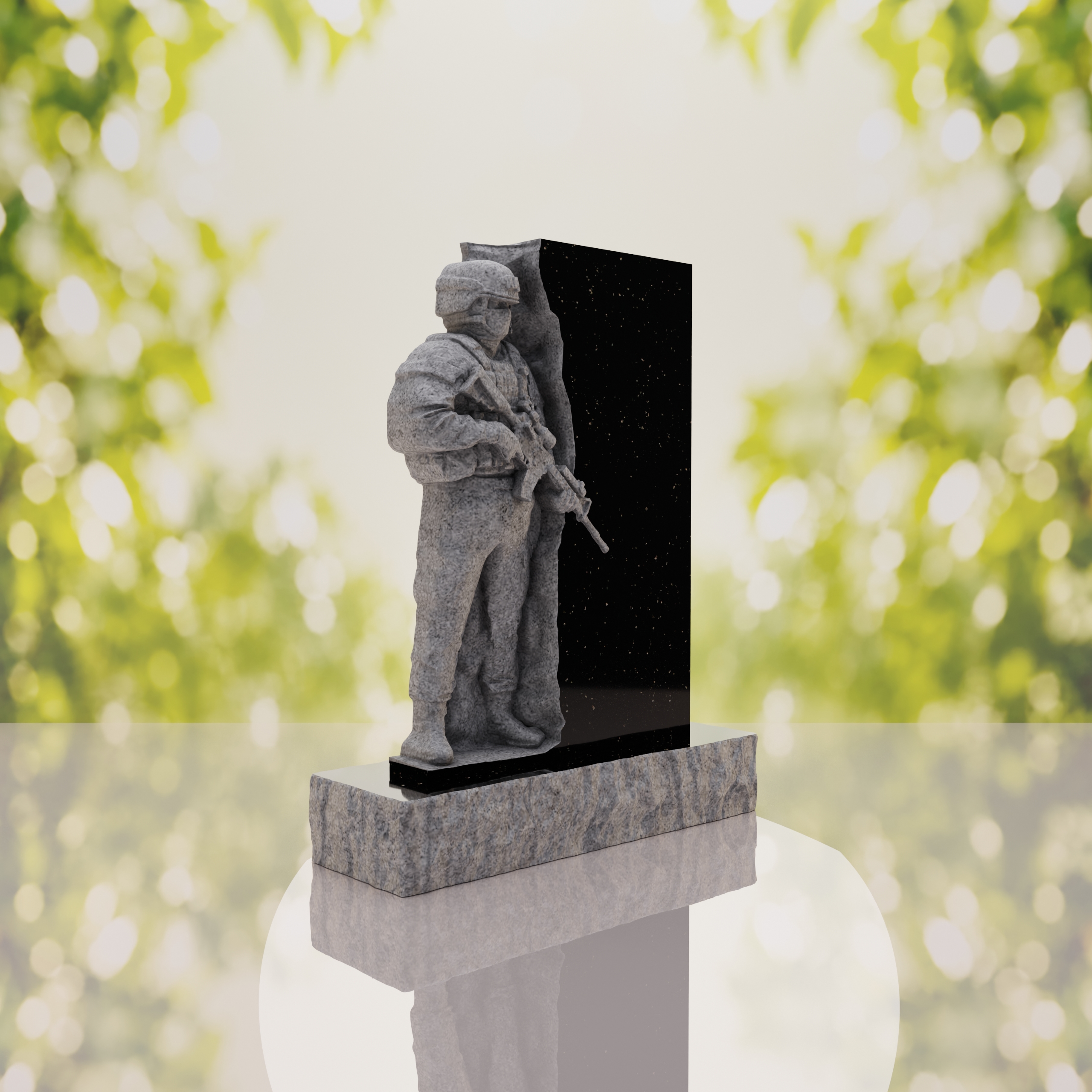 Guardian Soldier Granite Memorial Headstone thumbnail 14