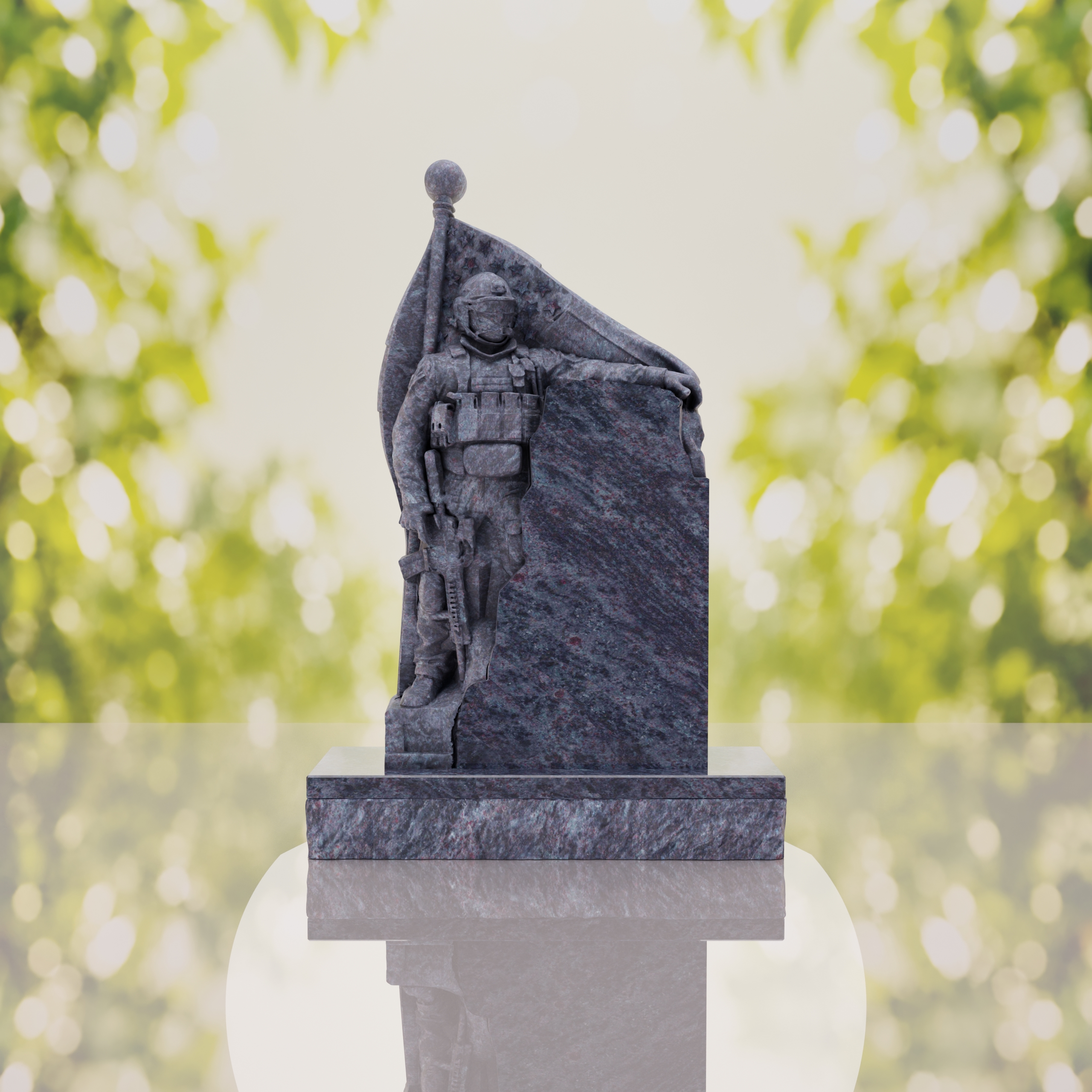 Patriotic Soldier Granite Memorial Headstone thumbnail 8
