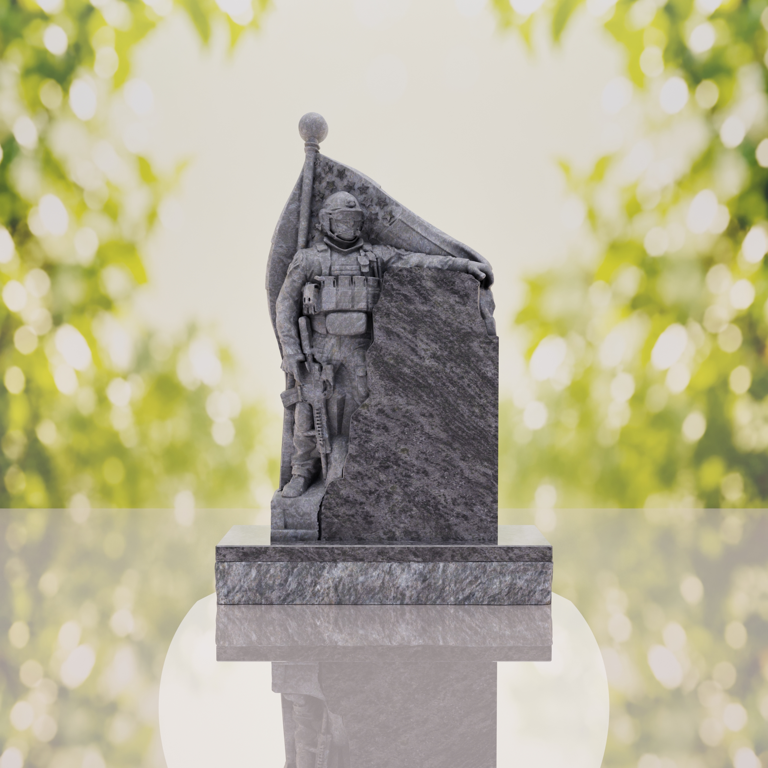 Patriotic Soldier Granite Memorial Headstone thumbnail 11
