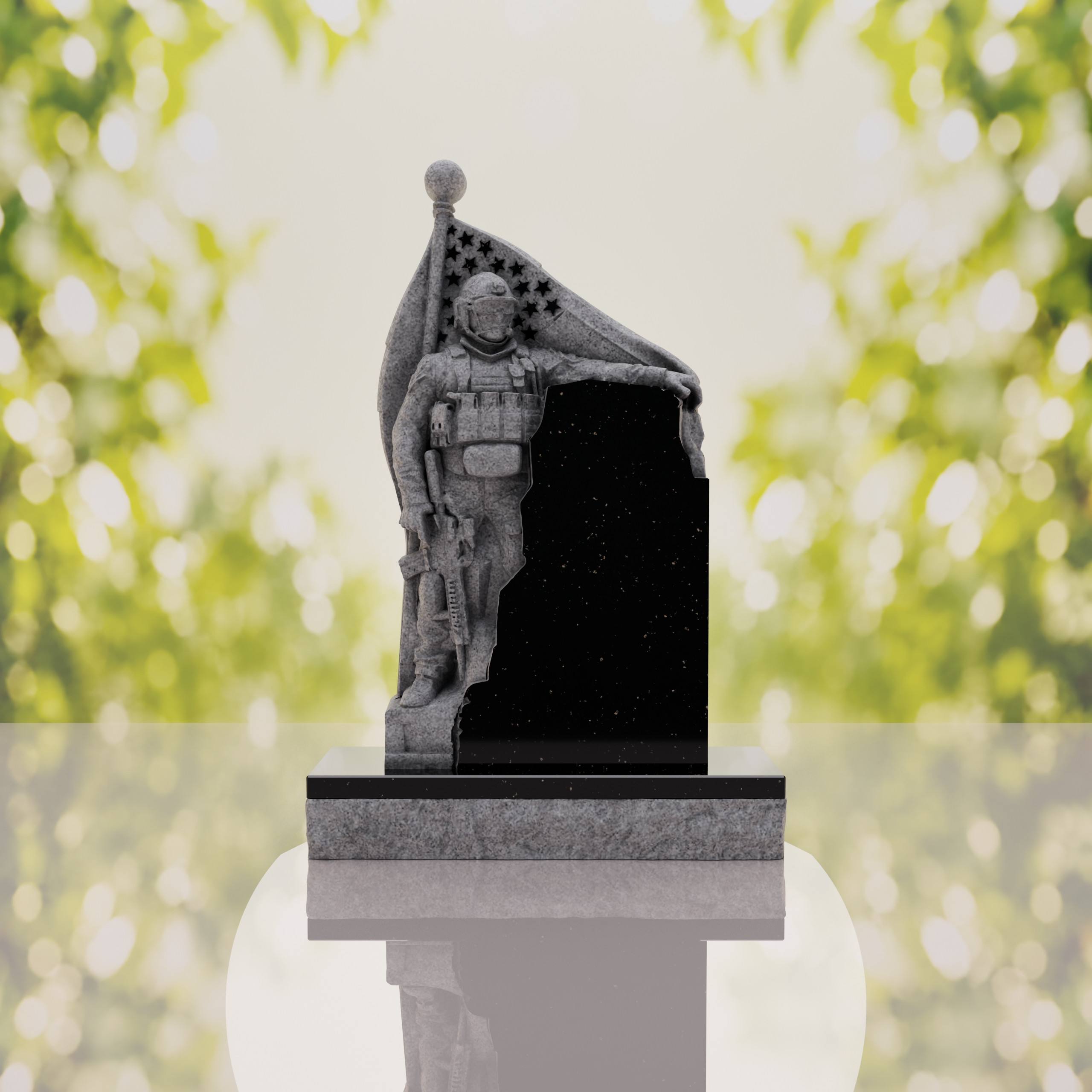 Patriotic Soldier Granite Memorial Headstone thumbnail 14
