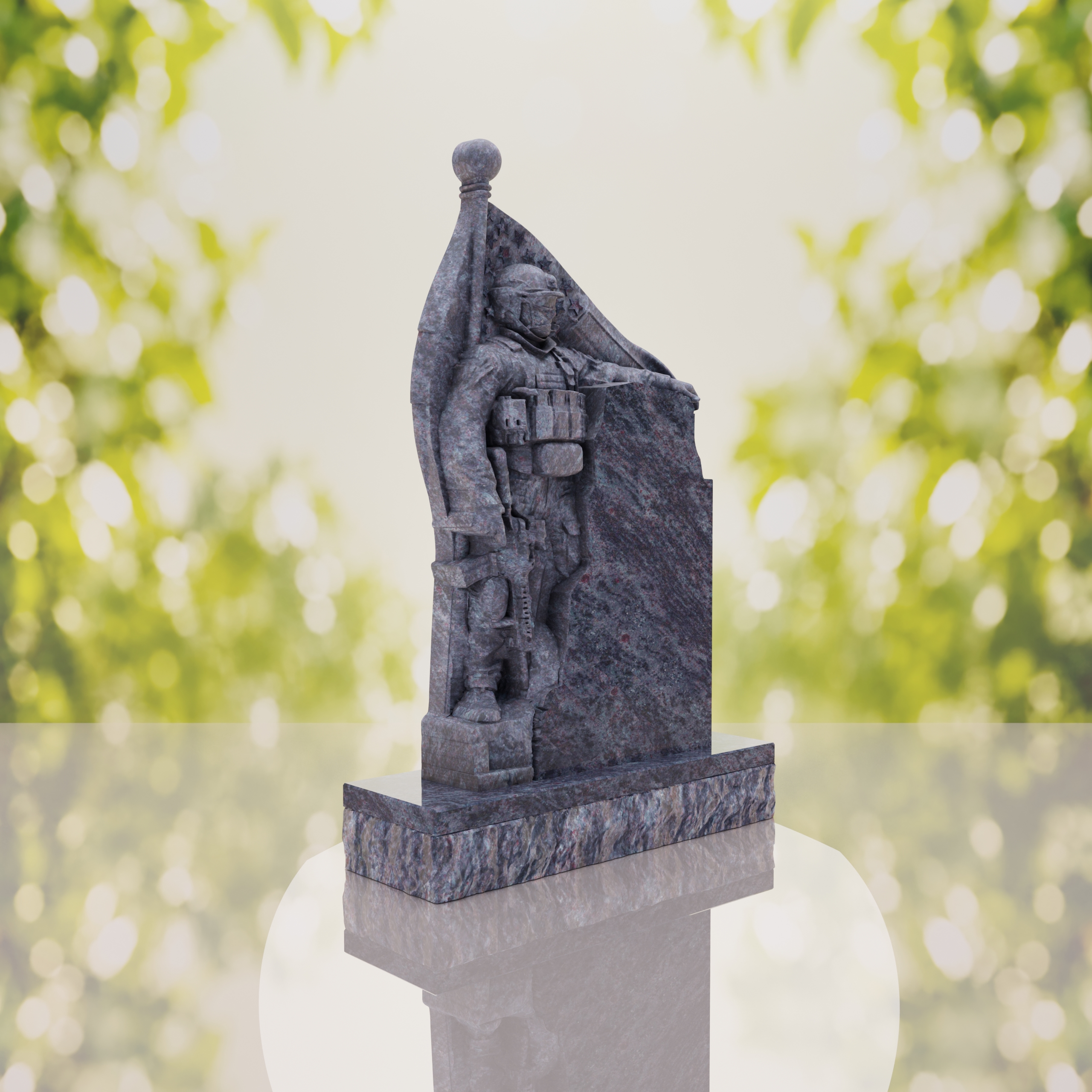 Patriotic Soldier Granite Memorial Headstone thumbnail 7