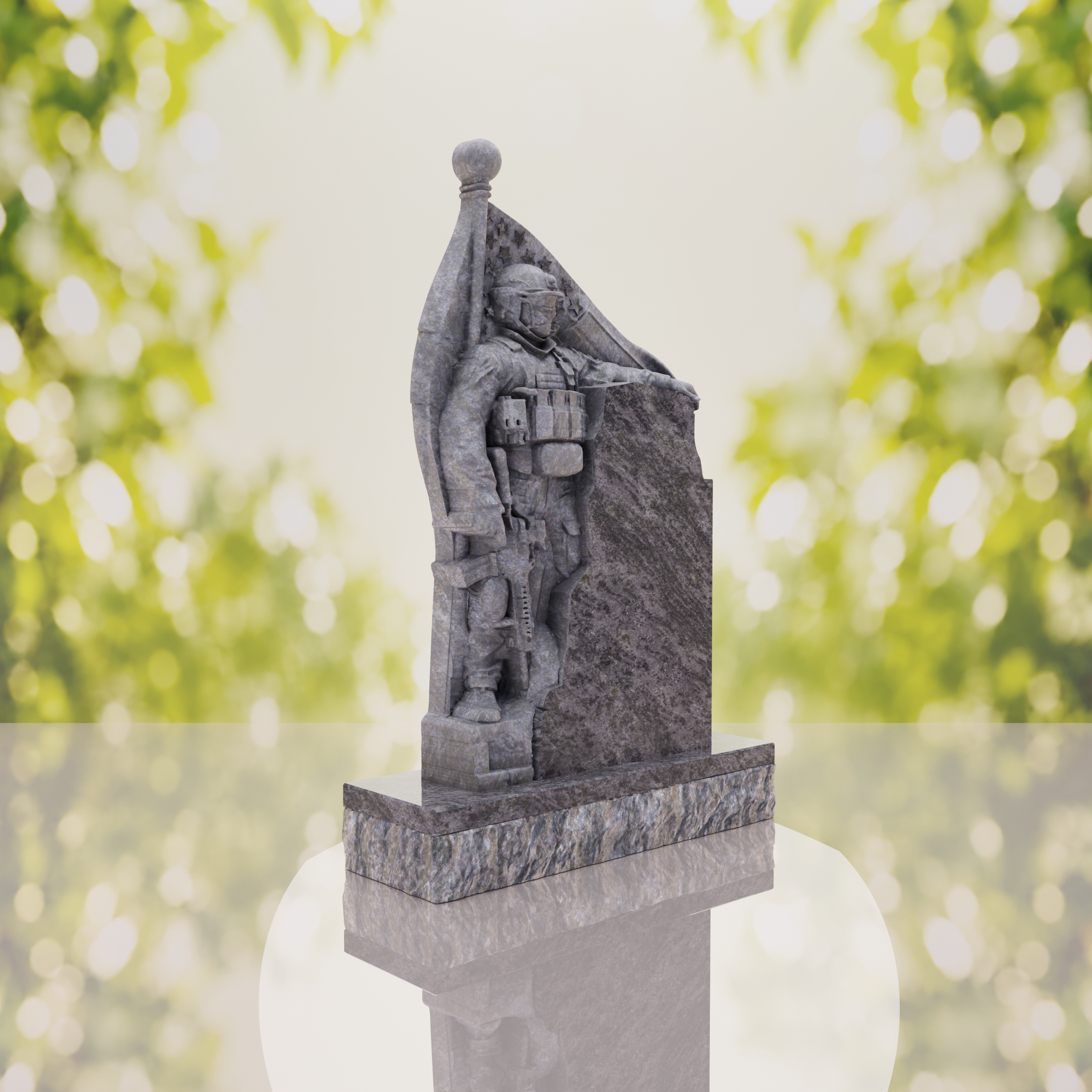 Patriotic Soldier Granite Memorial Headstone thumbnail 10