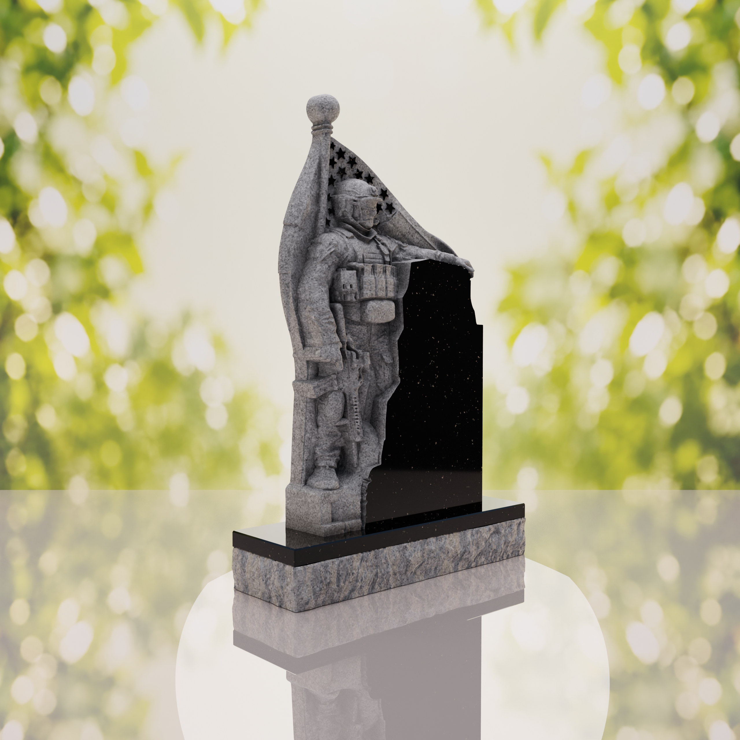 Patriotic Soldier Granite Memorial Headstone thumbnail 13
