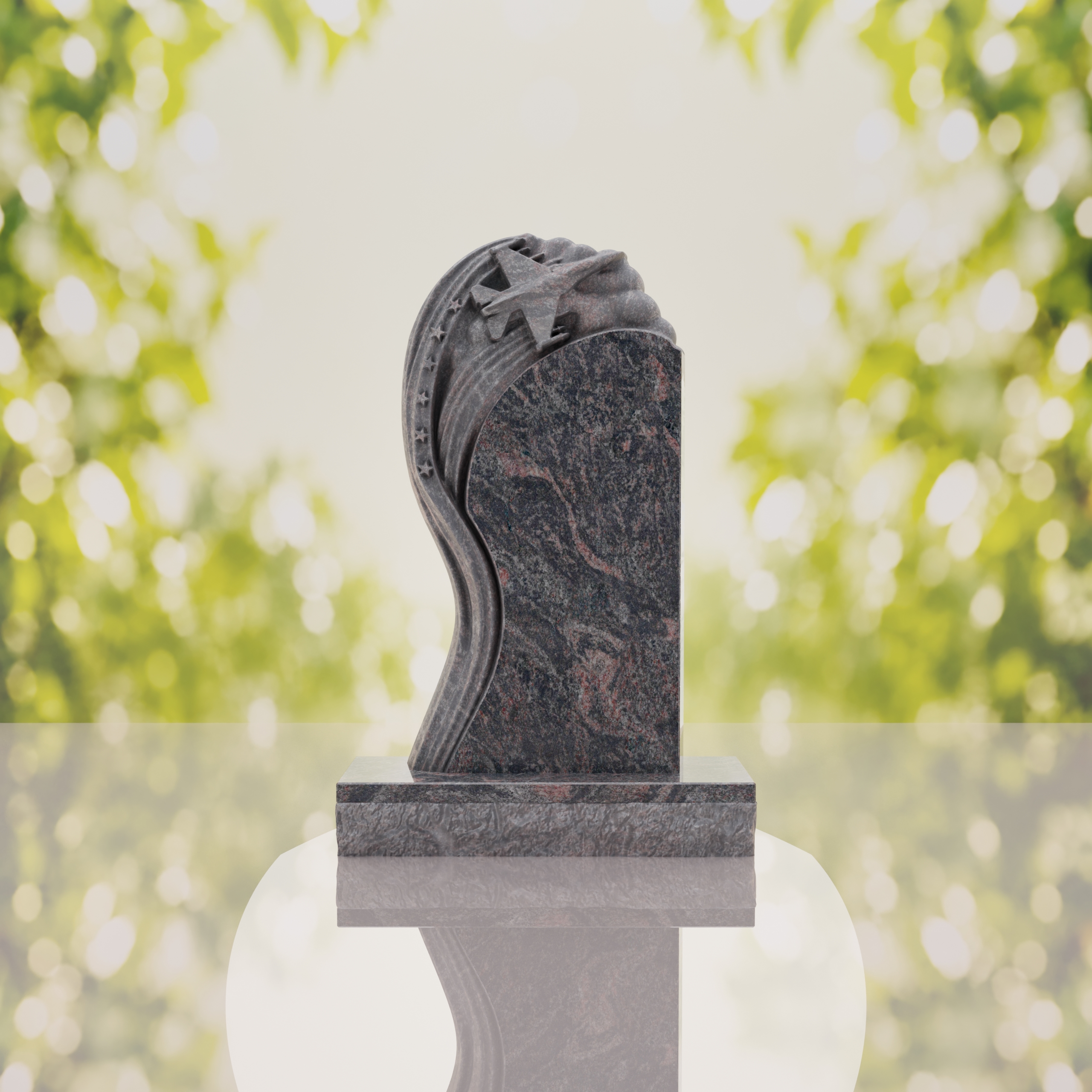 Shooting Star Granite Memorial Headstone thumbnail 6