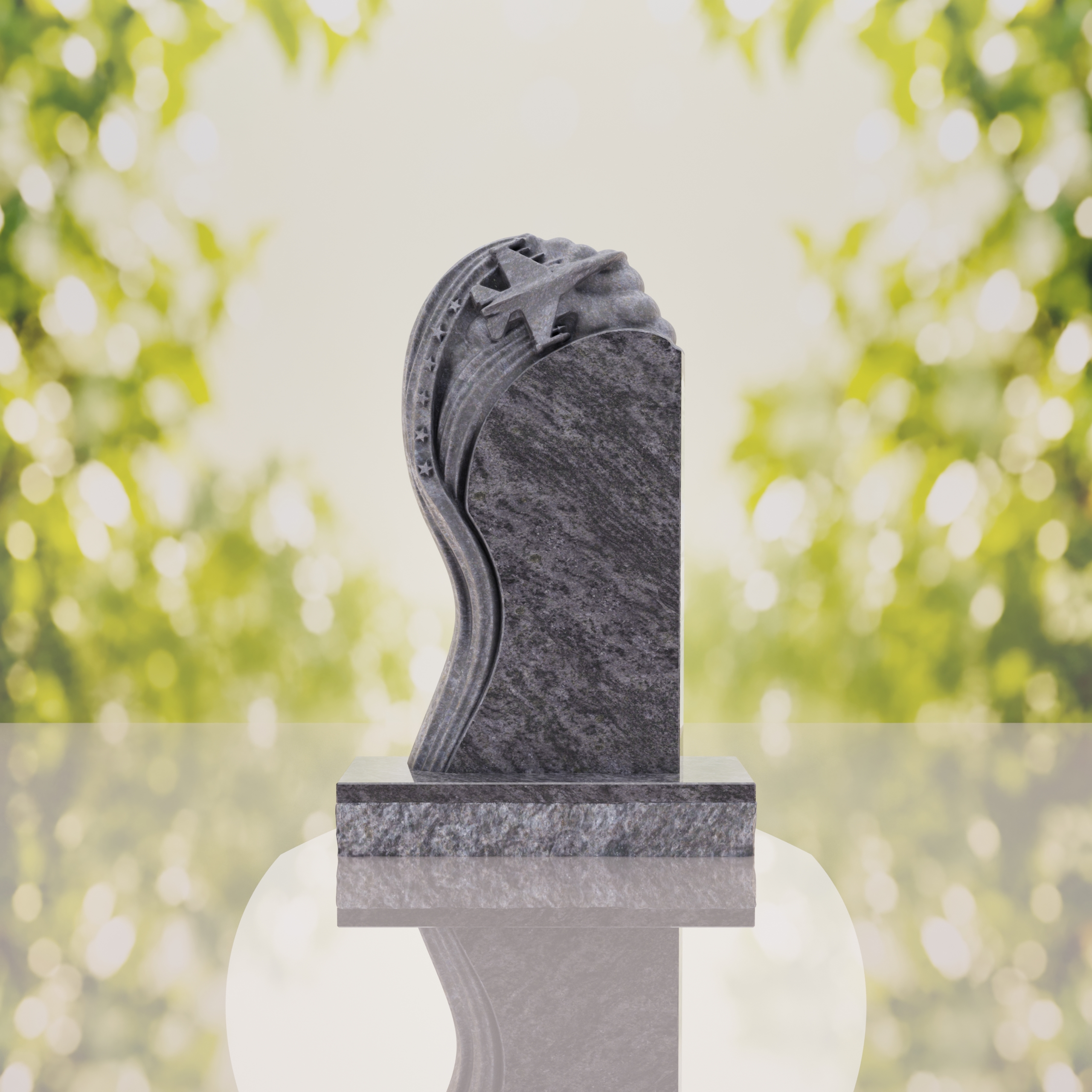 Shooting Star Granite Memorial Headstone thumbnail 12