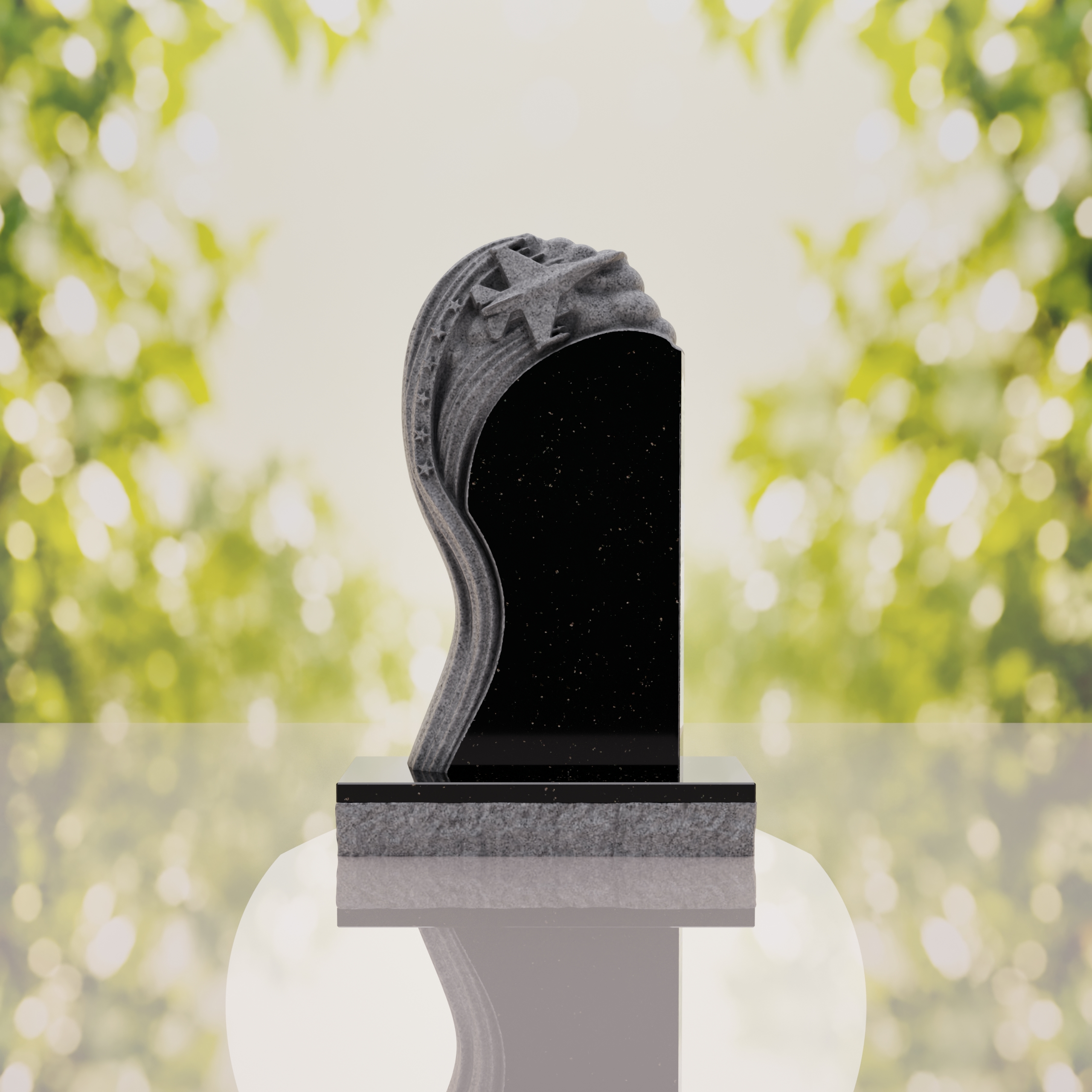 Shooting Star Granite Memorial Headstone thumbnail 14