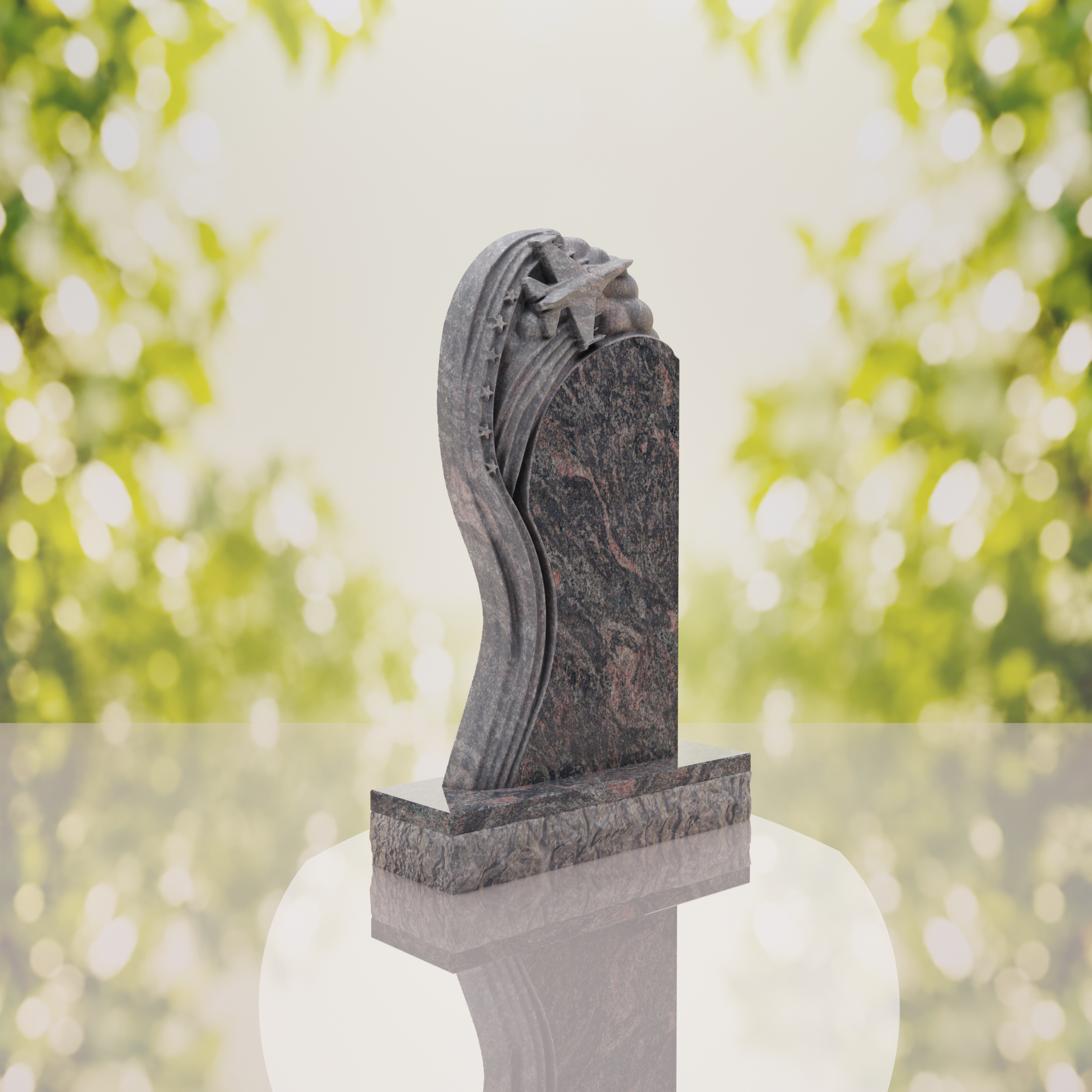Shooting Star Granite Memorial Headstone thumbnail 5