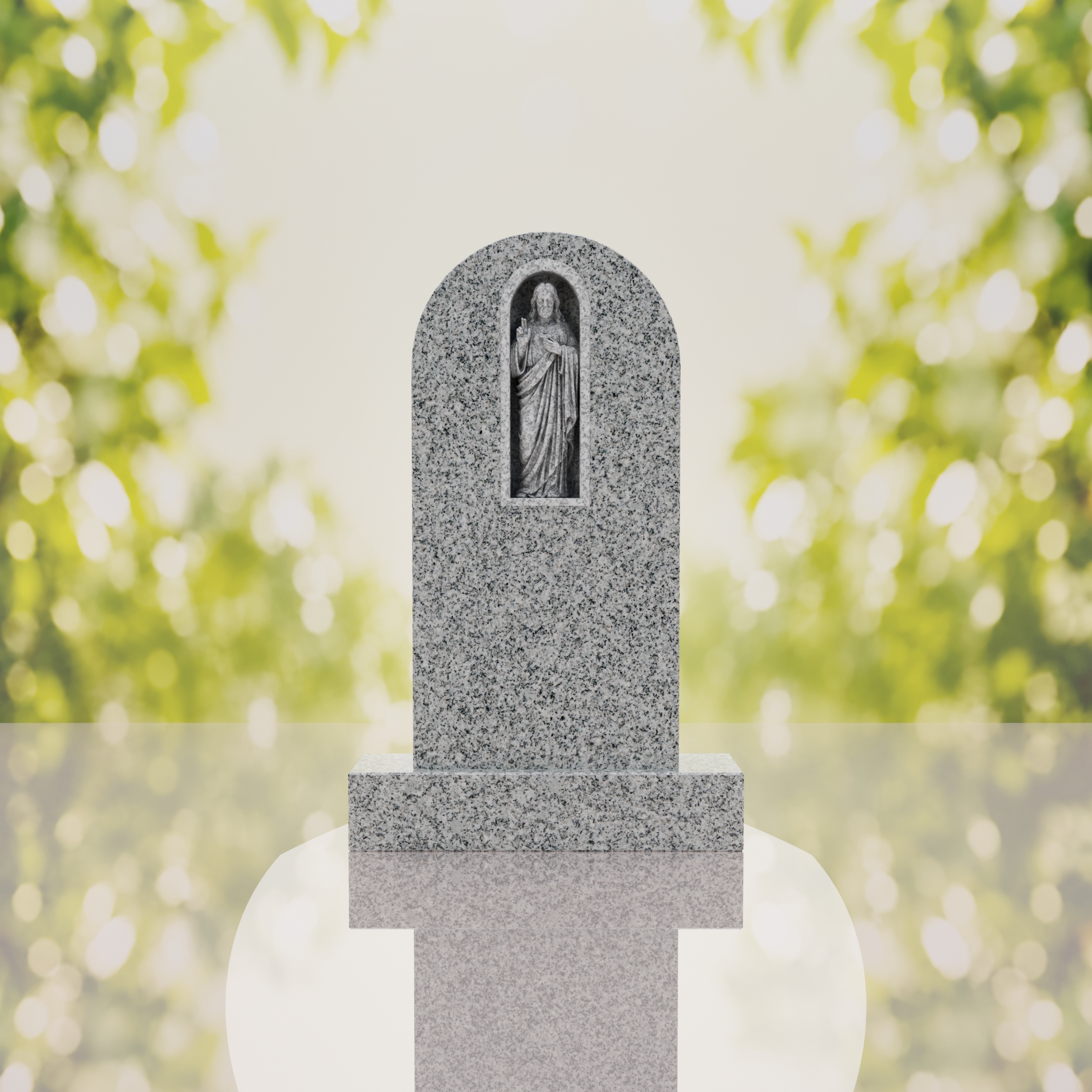 Sacred Heart of Jesus Catholic Granite Headstone thumbnail 2
