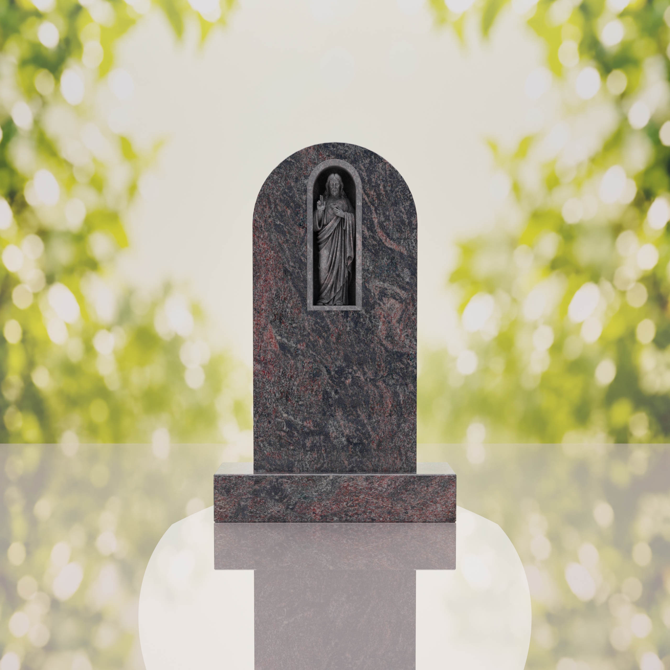 Sacred Heart of Jesus Catholic Granite Headstone thumbnail 5