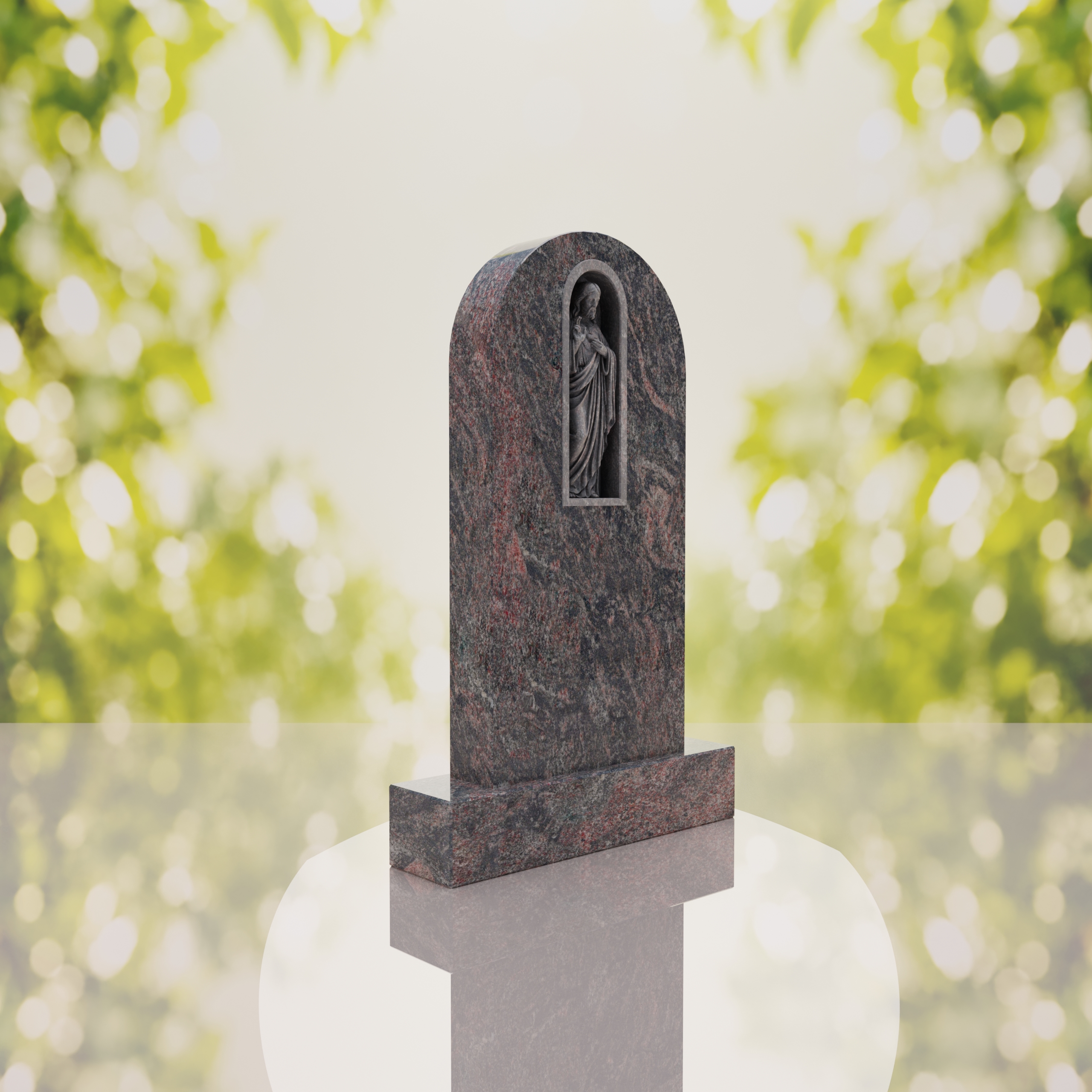 Sacred Heart of Jesus Catholic Granite Headstone thumbnail 4