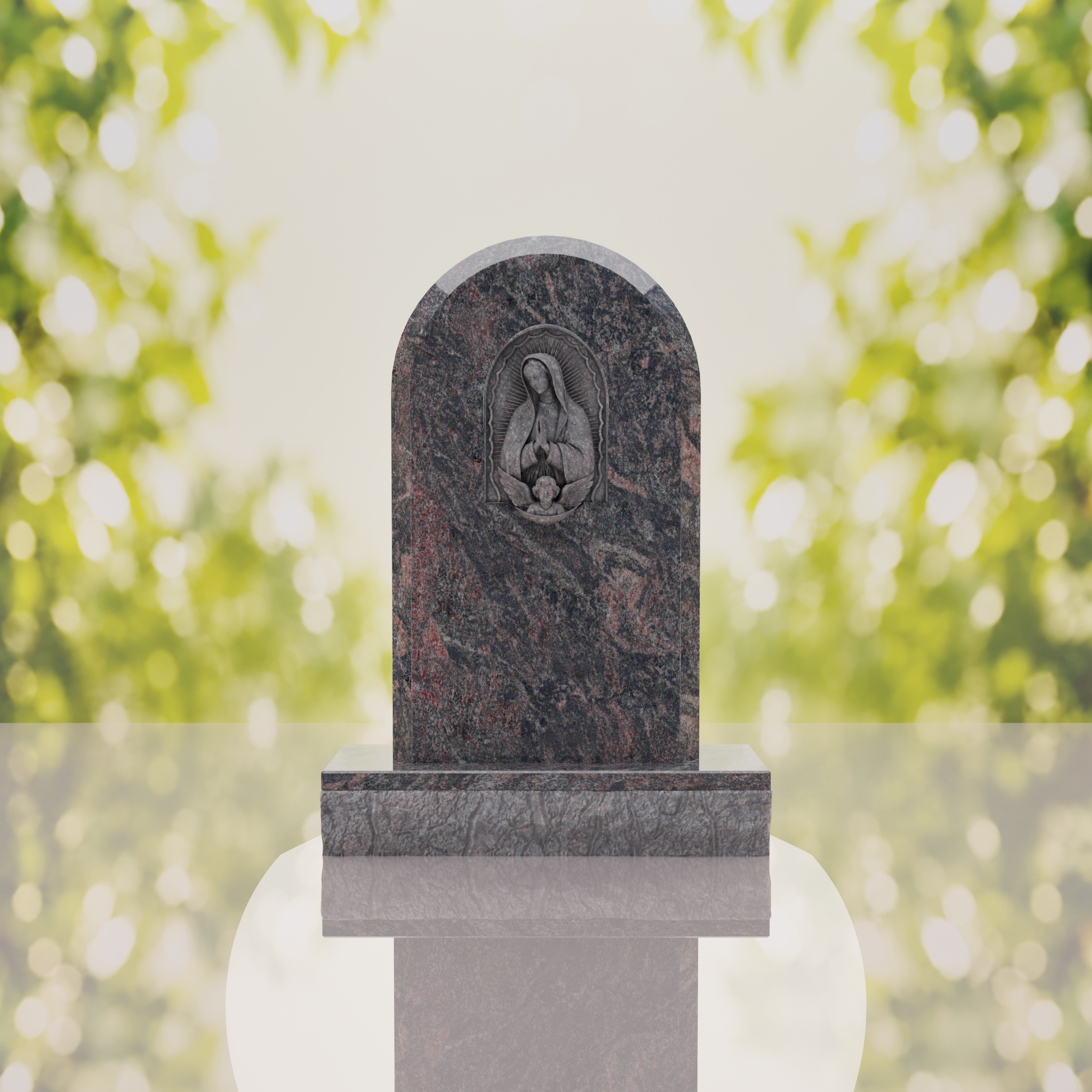 Our Lady of Guadalupe Catholic Granite Headstone thumbnail 14