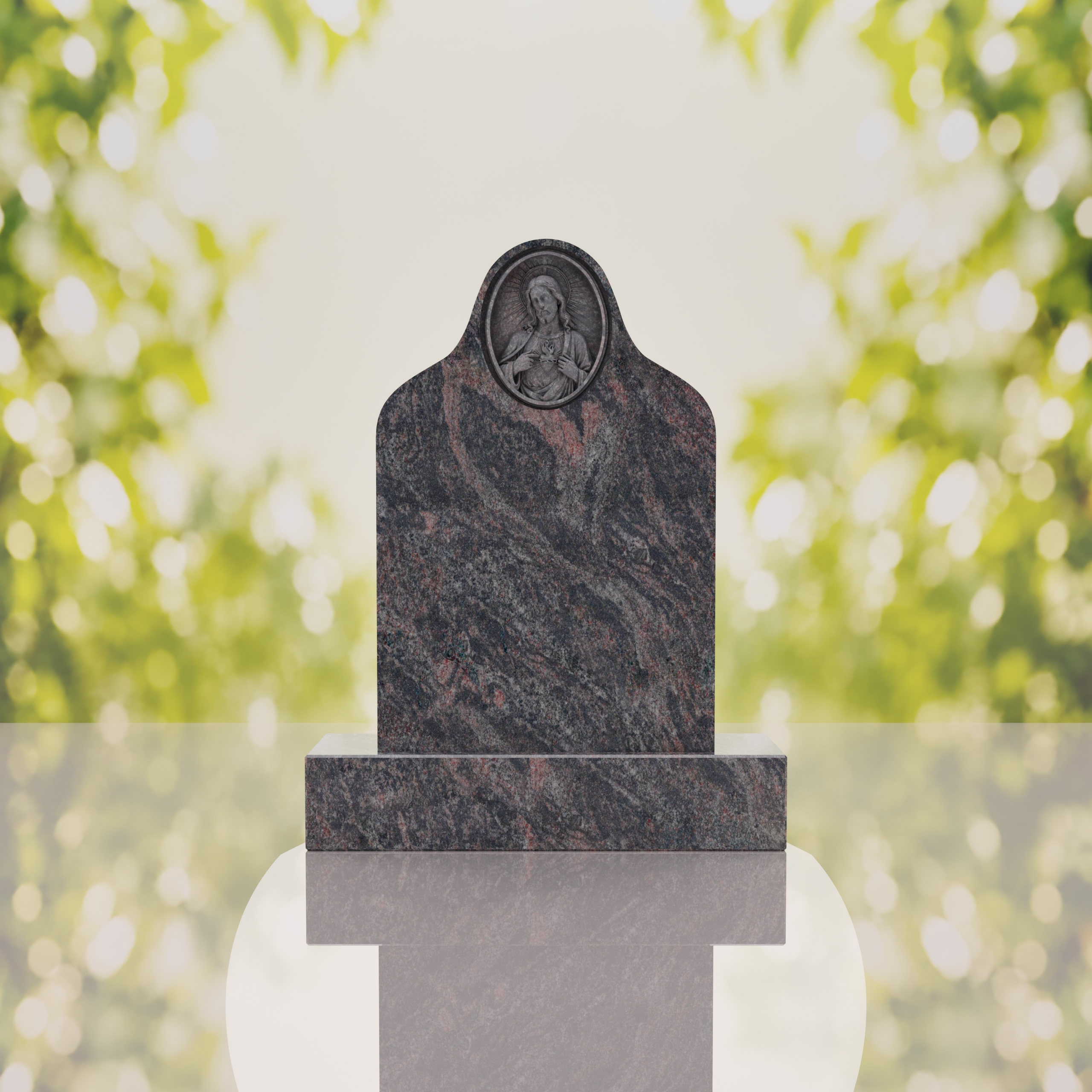 Sacred Heart of Jesus Catholic Granite Headstone thumbnail 11