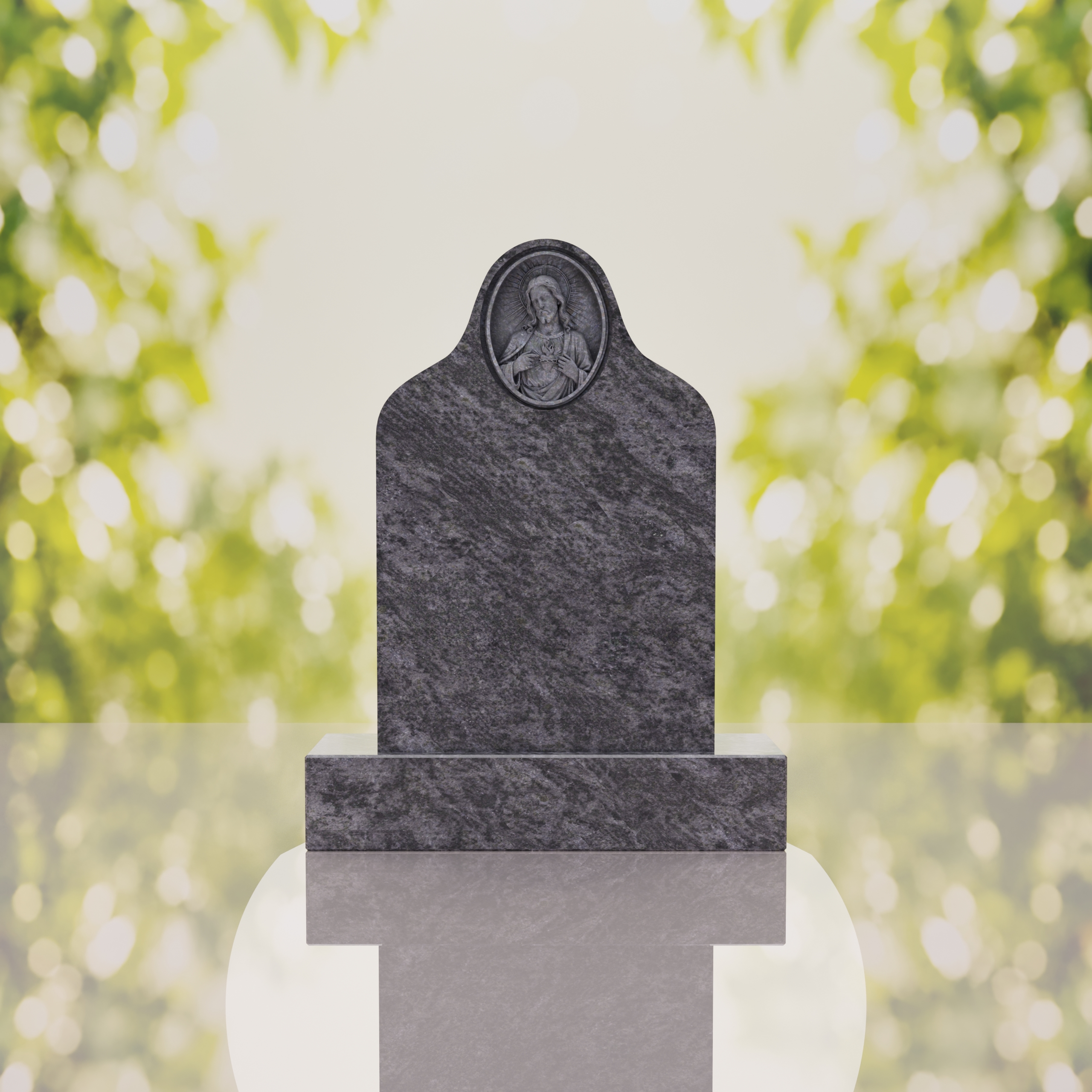 Sacred Heart of Jesus Catholic Granite Headstone thumbnail 5