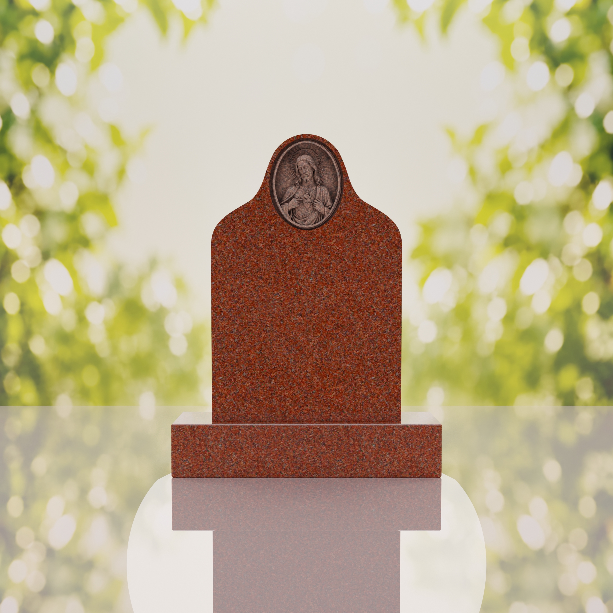 Sacred Heart of Jesus Catholic Granite Headstone thumbnail 2