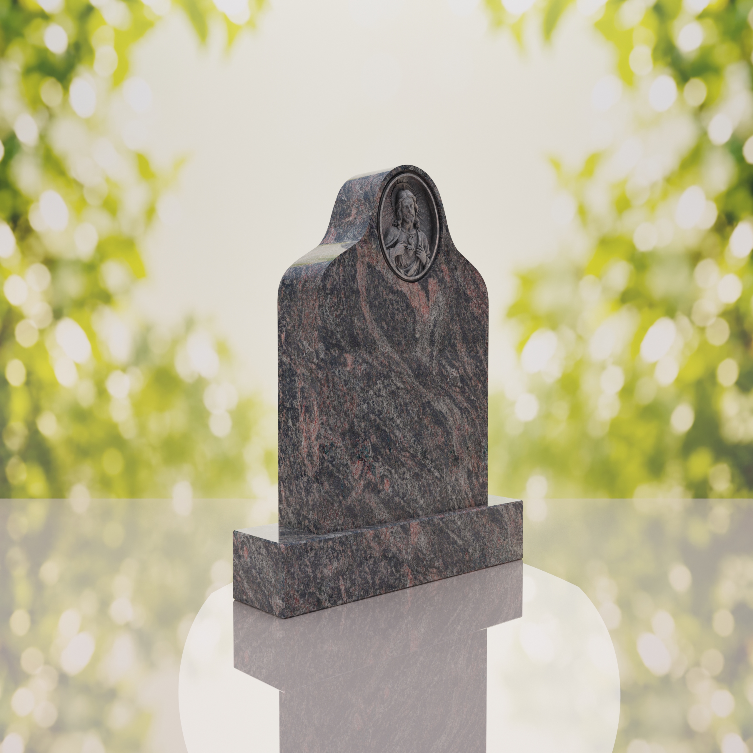 Sacred Heart of Jesus Catholic Granite Headstone thumbnail 10