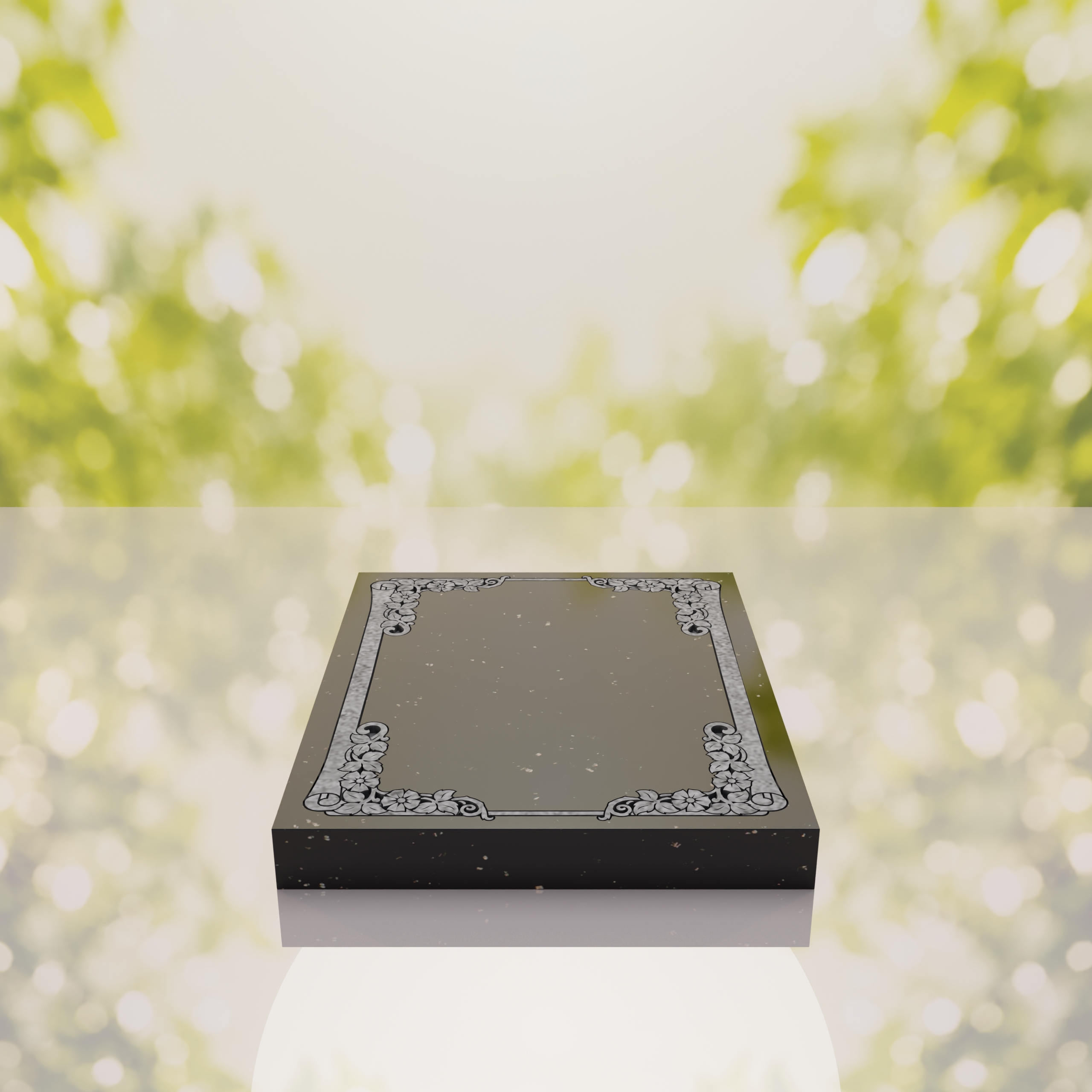 Floral Border Half Ledger Granite Memorial thumbnail 14
