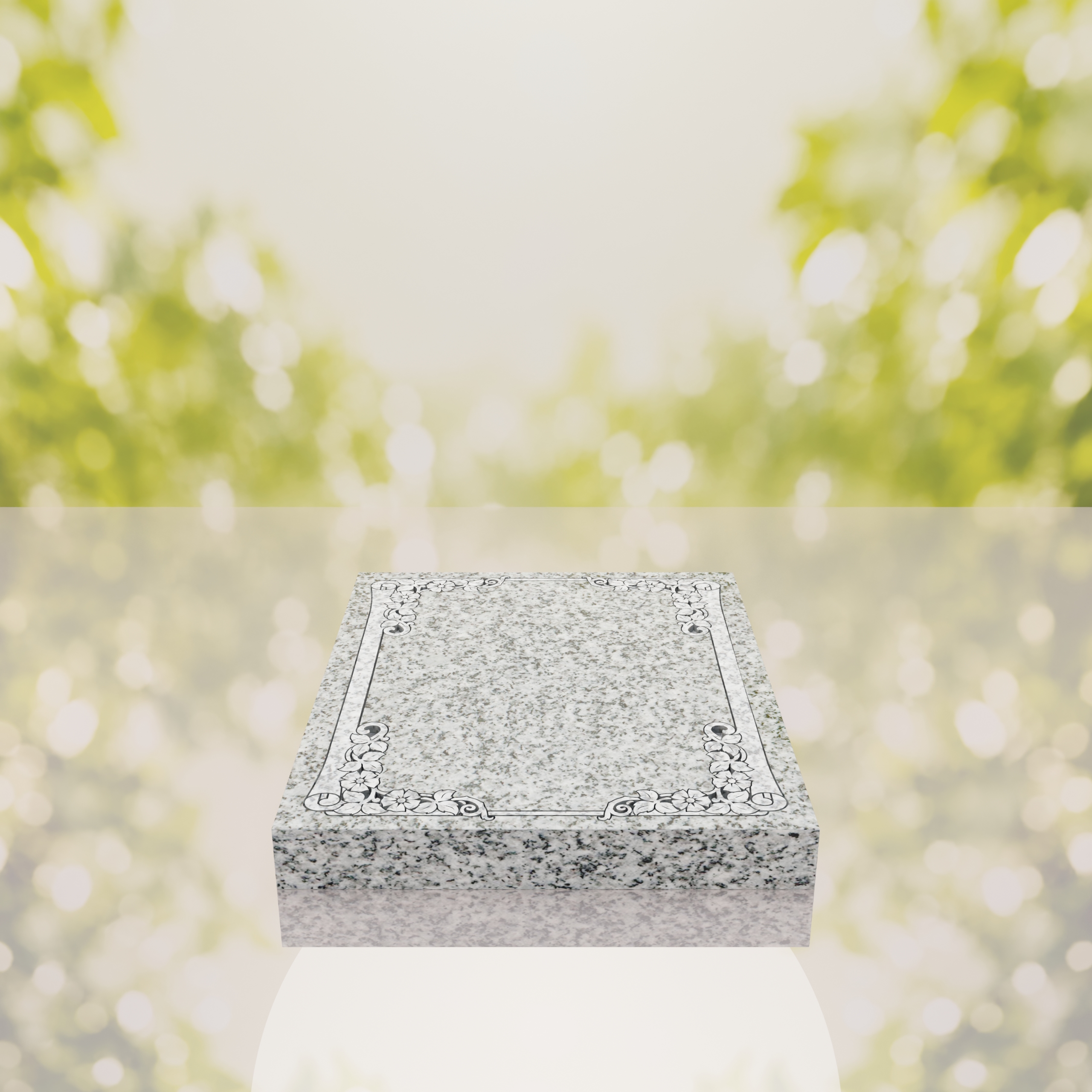 Floral Border Half Ledger Granite Memorial thumbnail 12