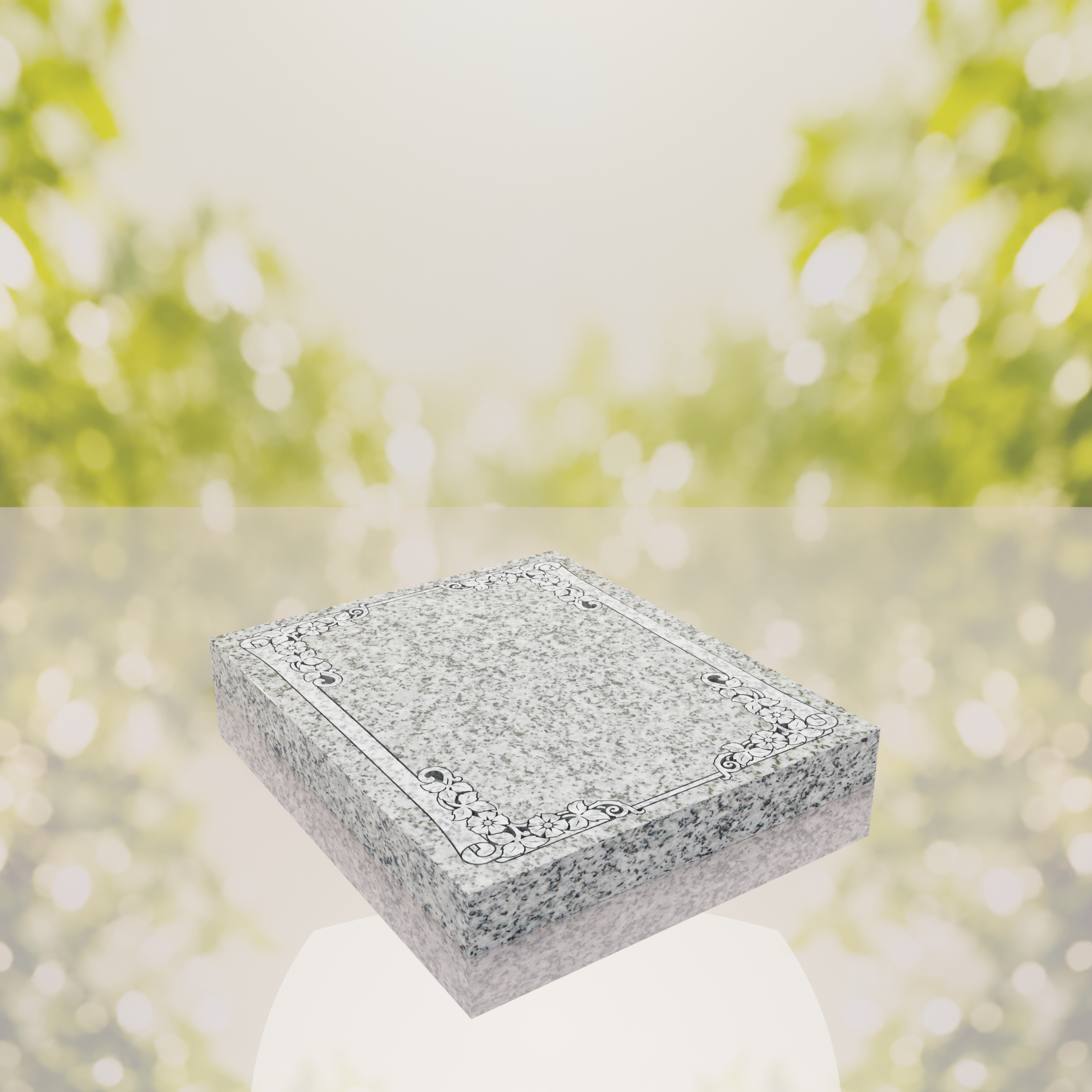 Floral Border Half Ledger Granite Memorial thumbnail 11