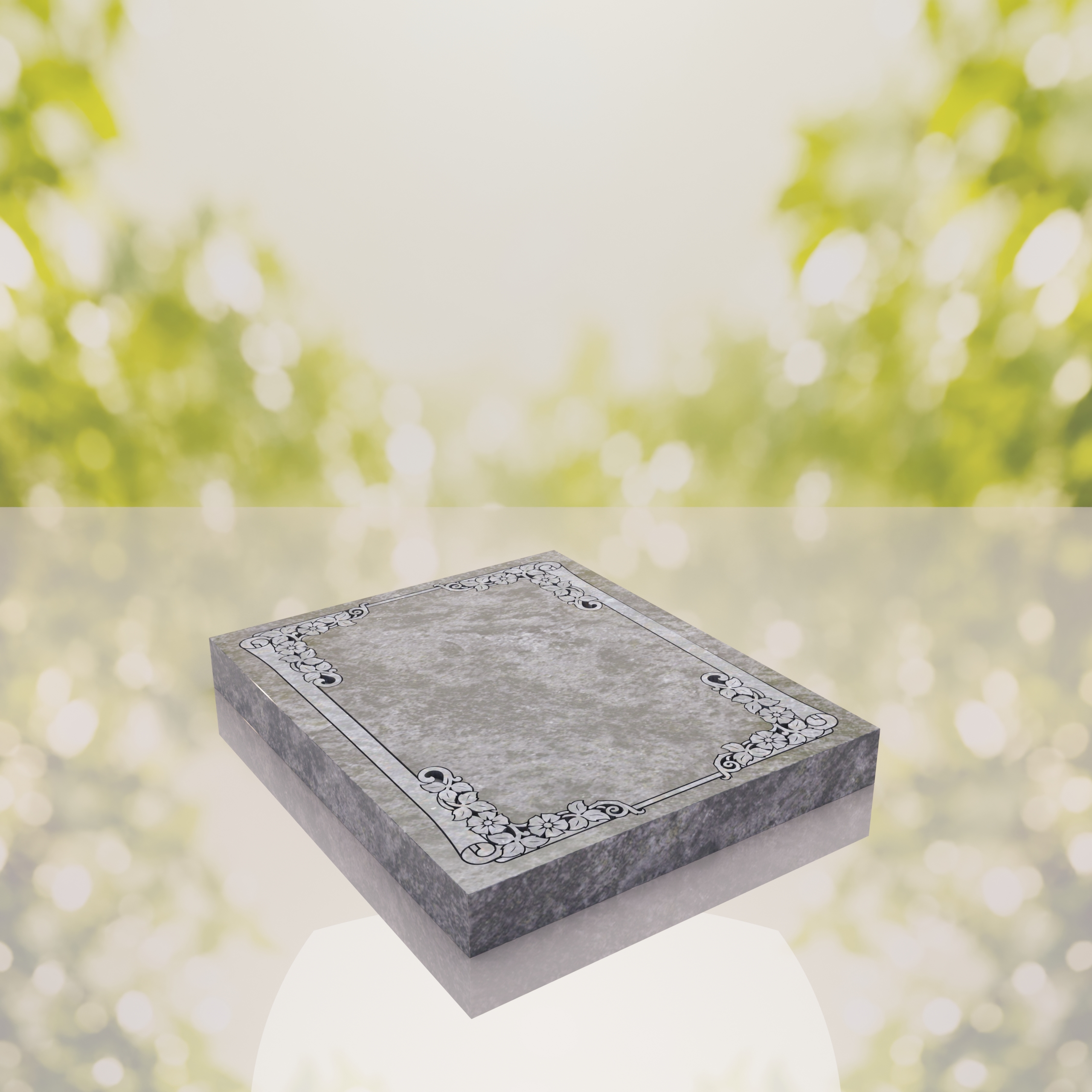 Floral Border Half Ledger Granite Memorial thumbnail 5
