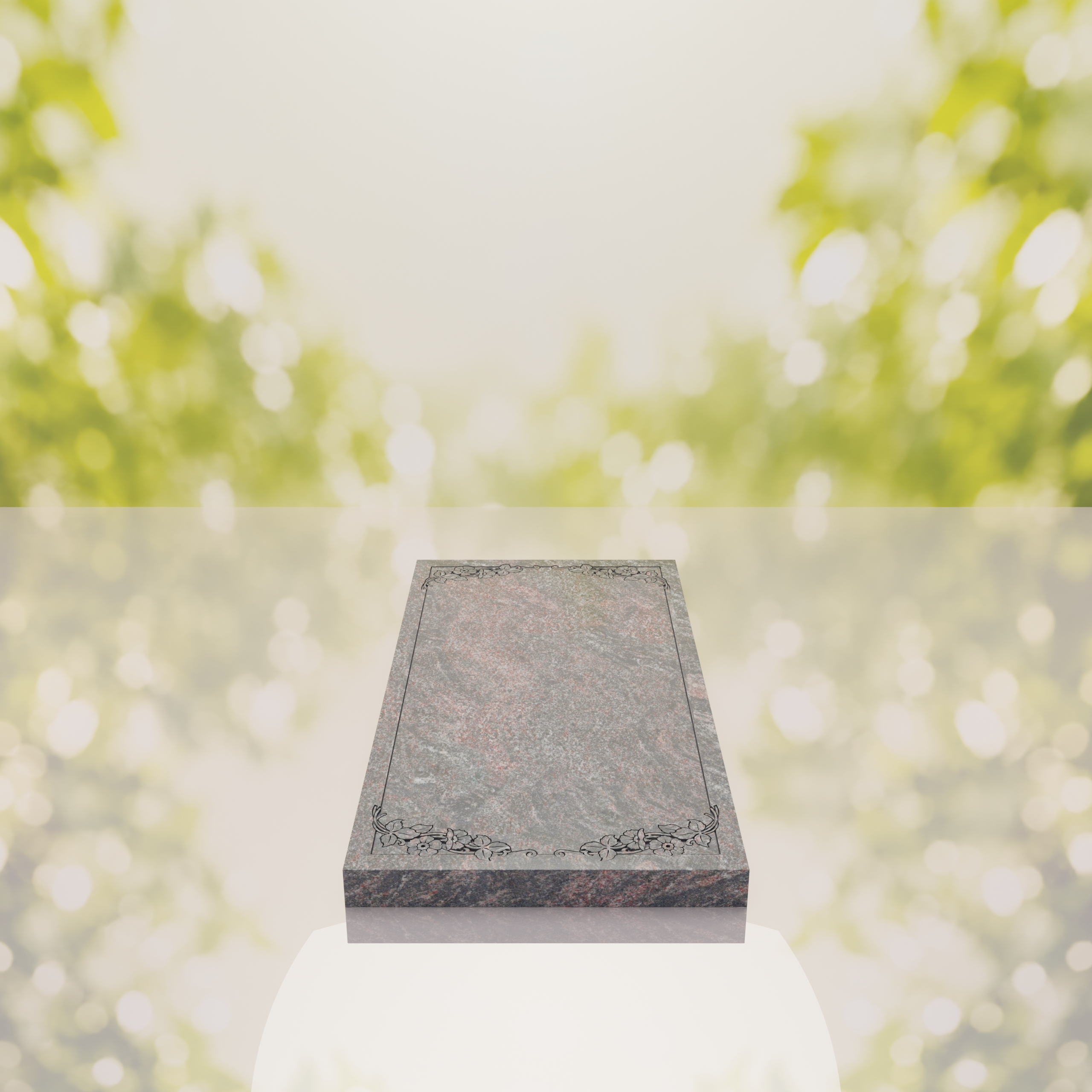 Floral Border Granite Ledger Memorial thumbnail 10