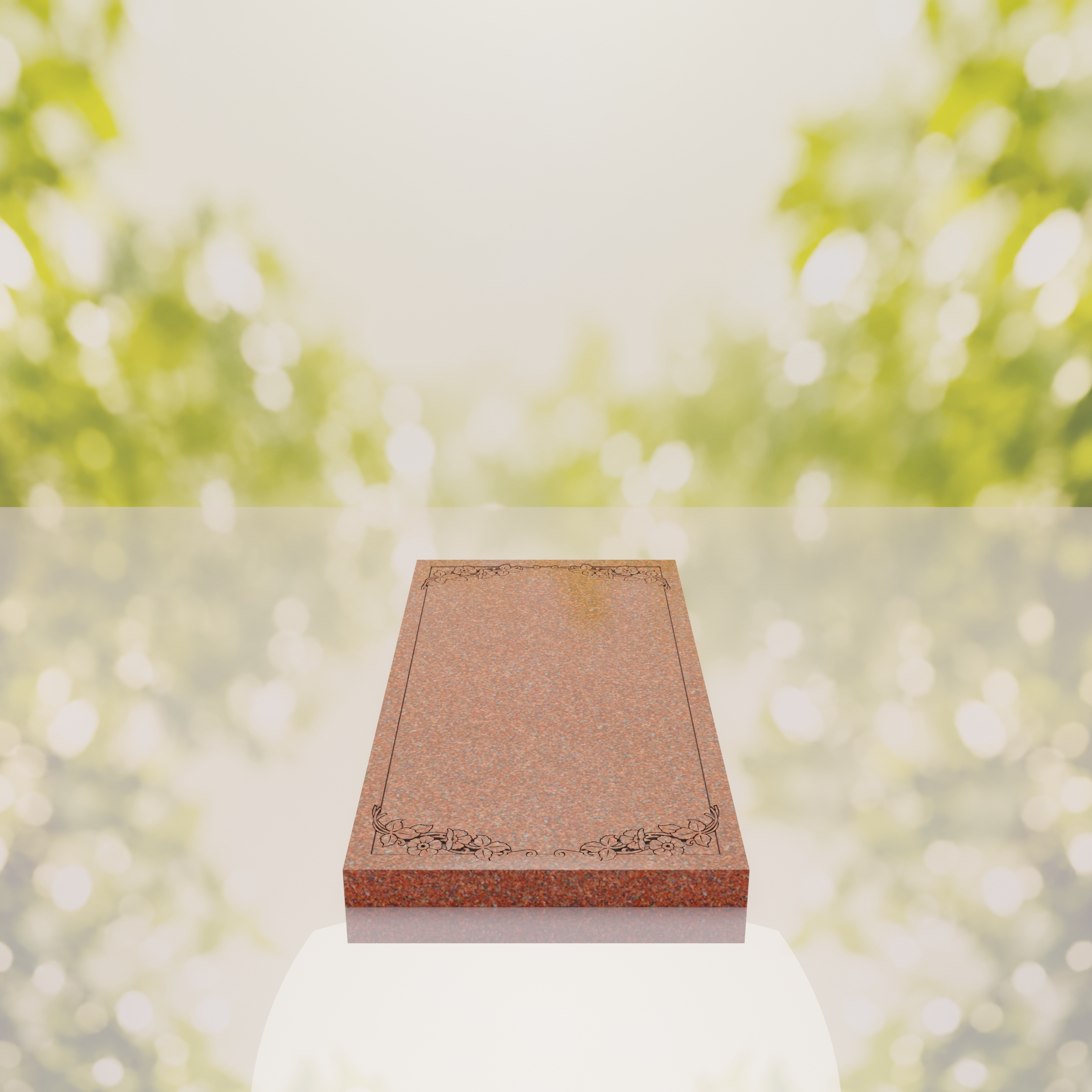 Floral Border Granite Ledger Memorial thumbnail 2