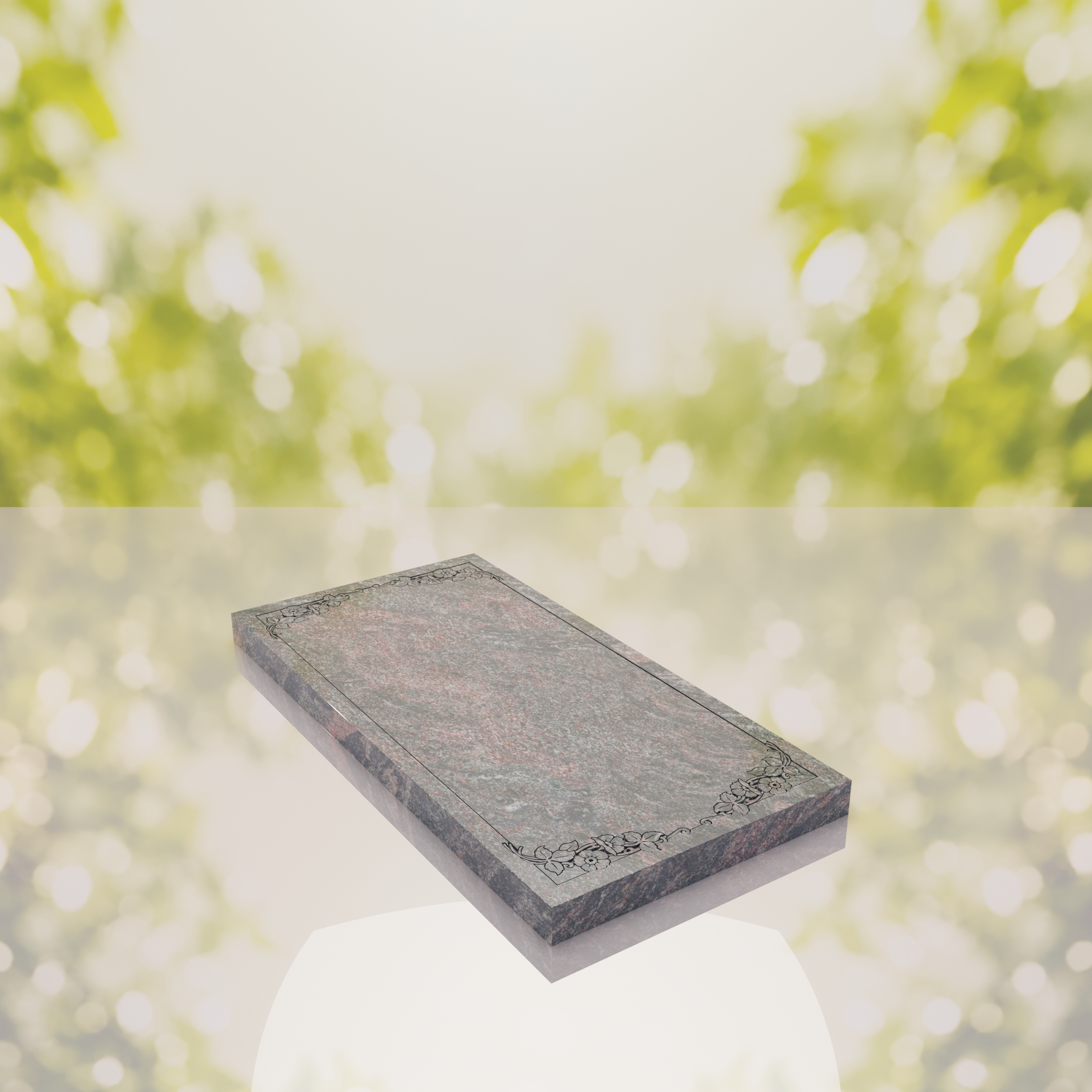 Floral Border Granite Ledger Memorial thumbnail 9