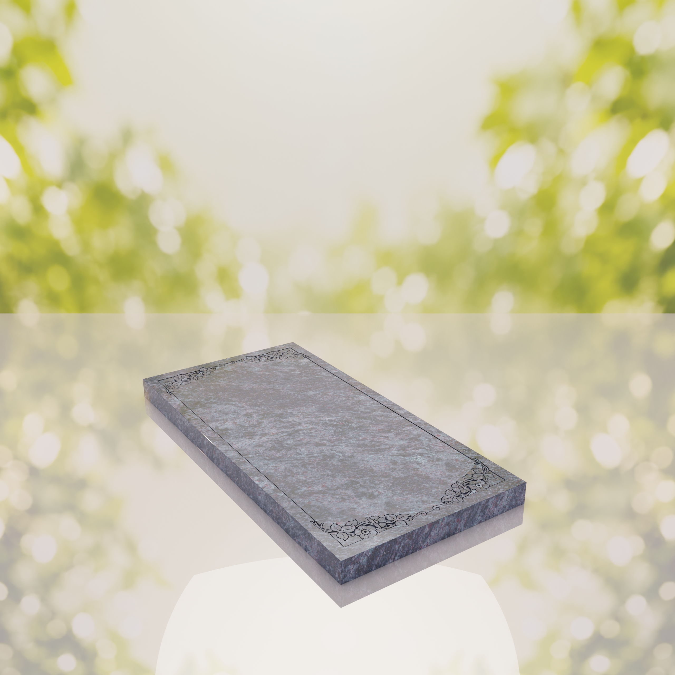 Floral Border Granite Ledger Memorial thumbnail 7