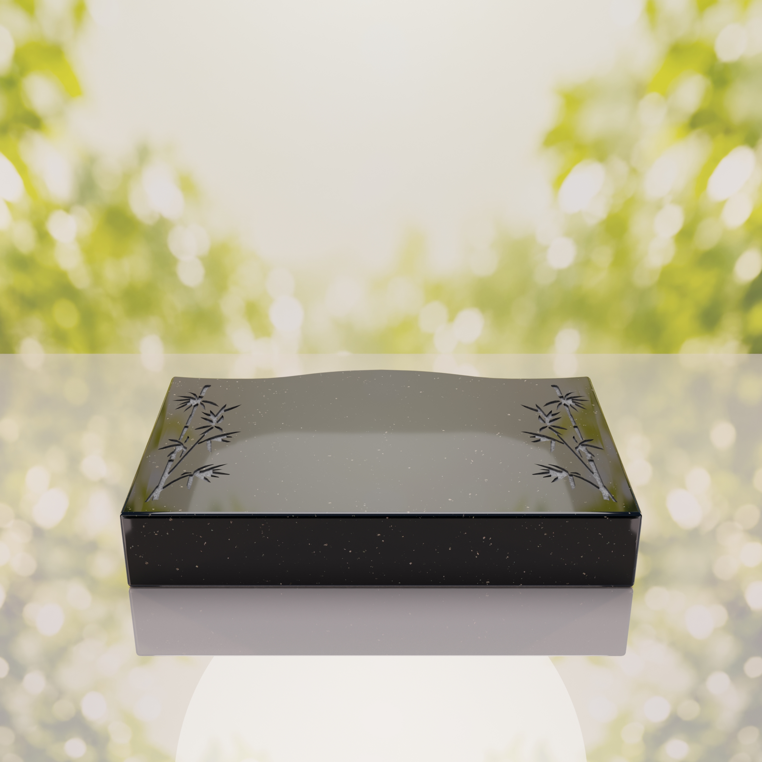 Bamboo Corner Bevel Granite Grave Marker thumbnail 14