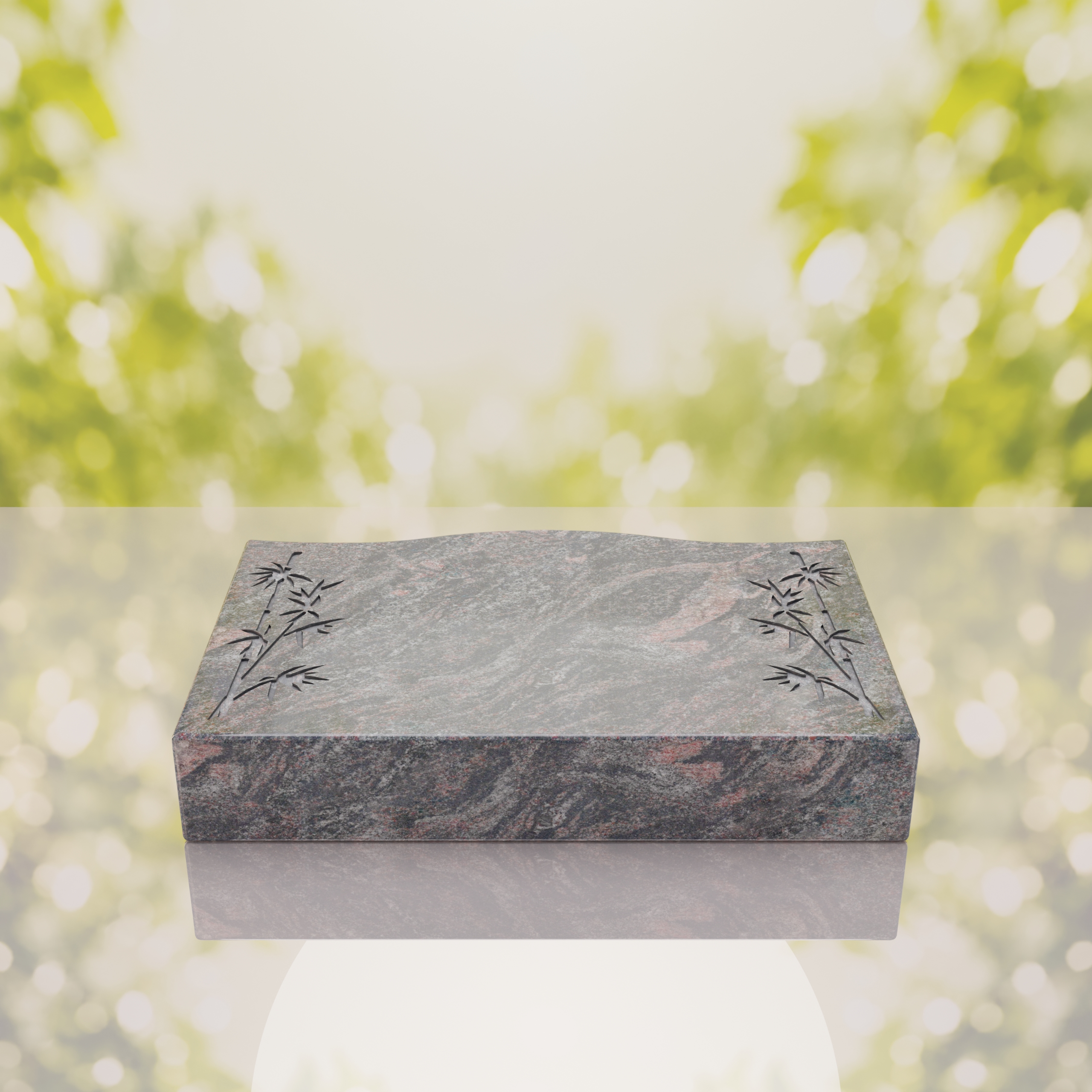 Bamboo Corner Bevel Granite Grave Marker thumbnail 10