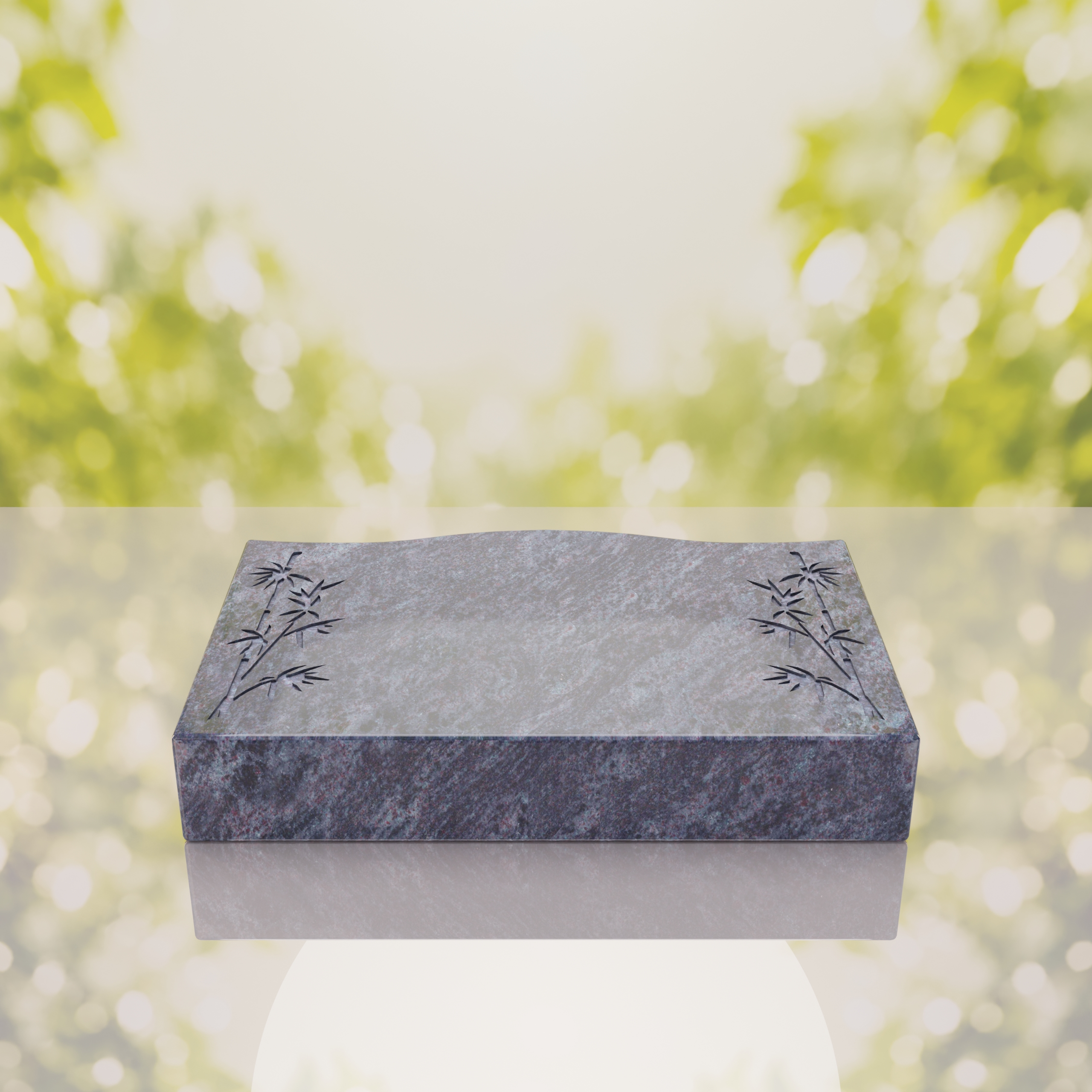 Bamboo Corner Bevel Granite Grave Marker thumbnail 8