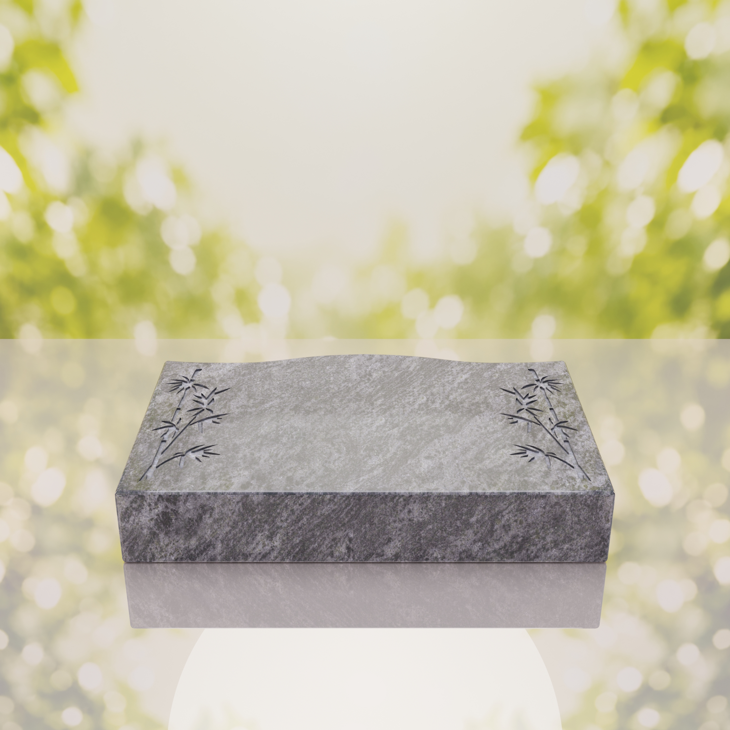Bamboo Corner Bevel Granite Grave Marker thumbnail 6