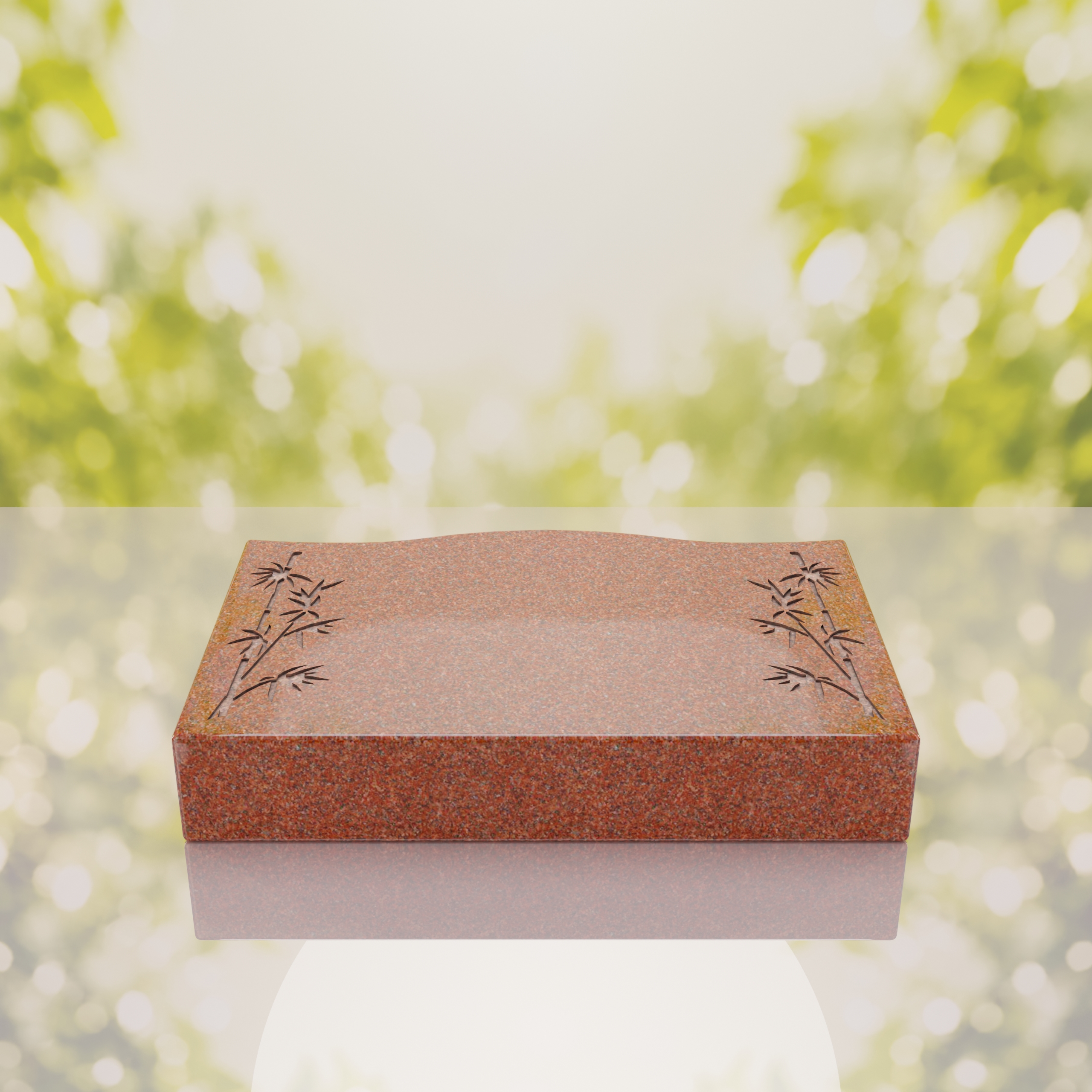 Bamboo Corner Bevel Granite Grave Marker thumbnail 4