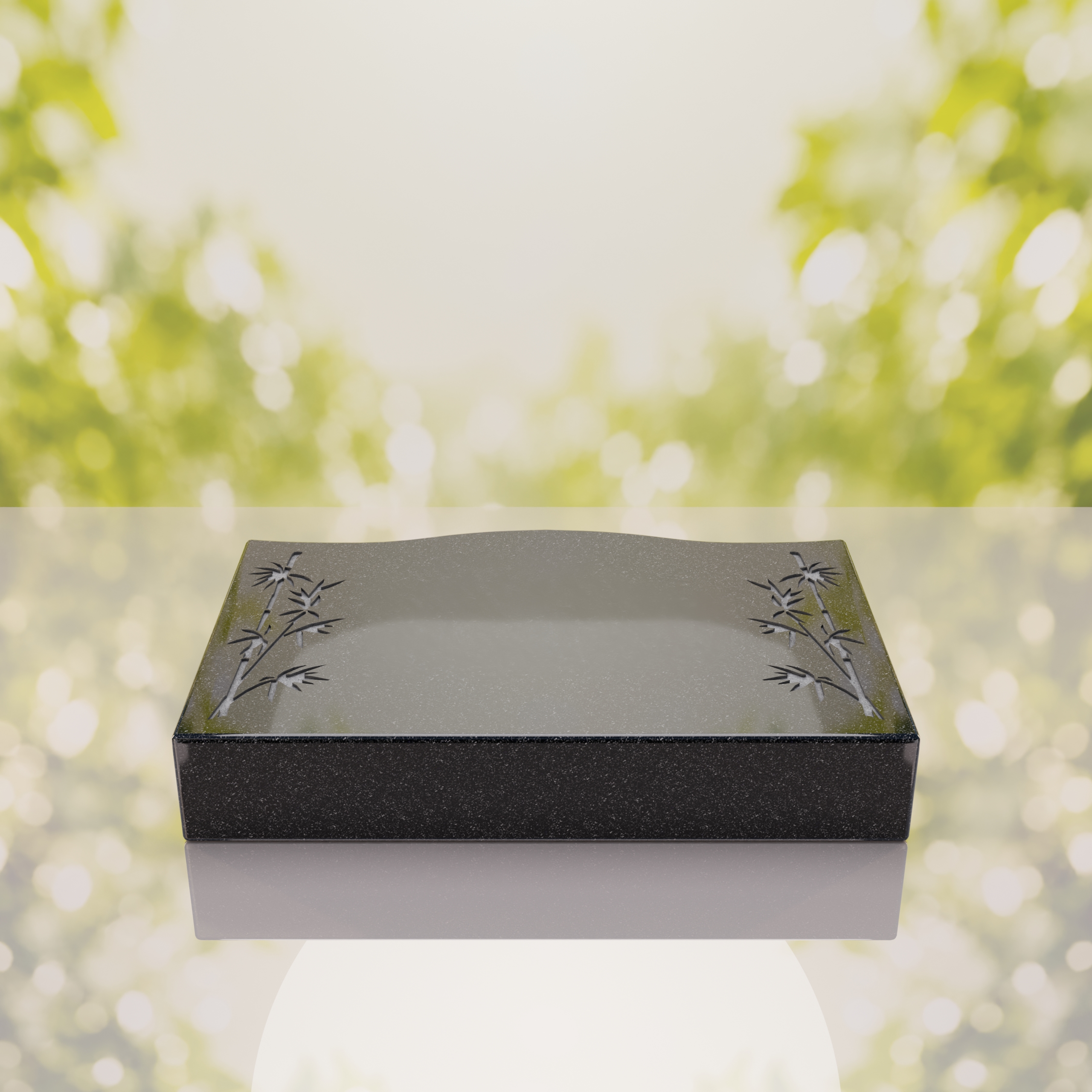 Bamboo Corner Bevel Granite Grave Marker thumbnail 2
