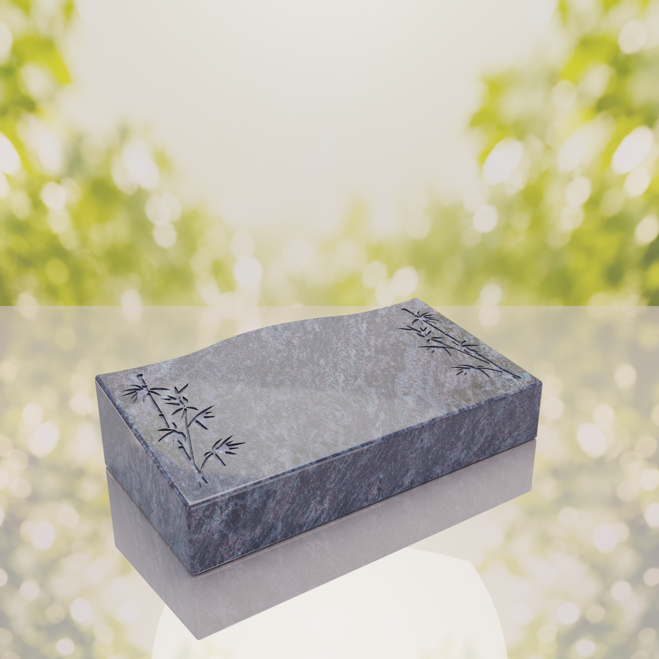 Bamboo Corner Bevel Granite Grave Marker thumbnail 7