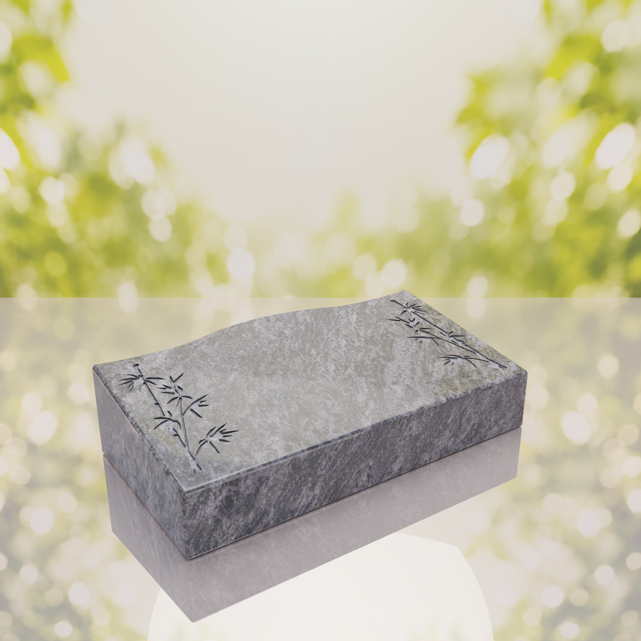 Bamboo Corner Bevel Granite Grave Marker thumbnail 5