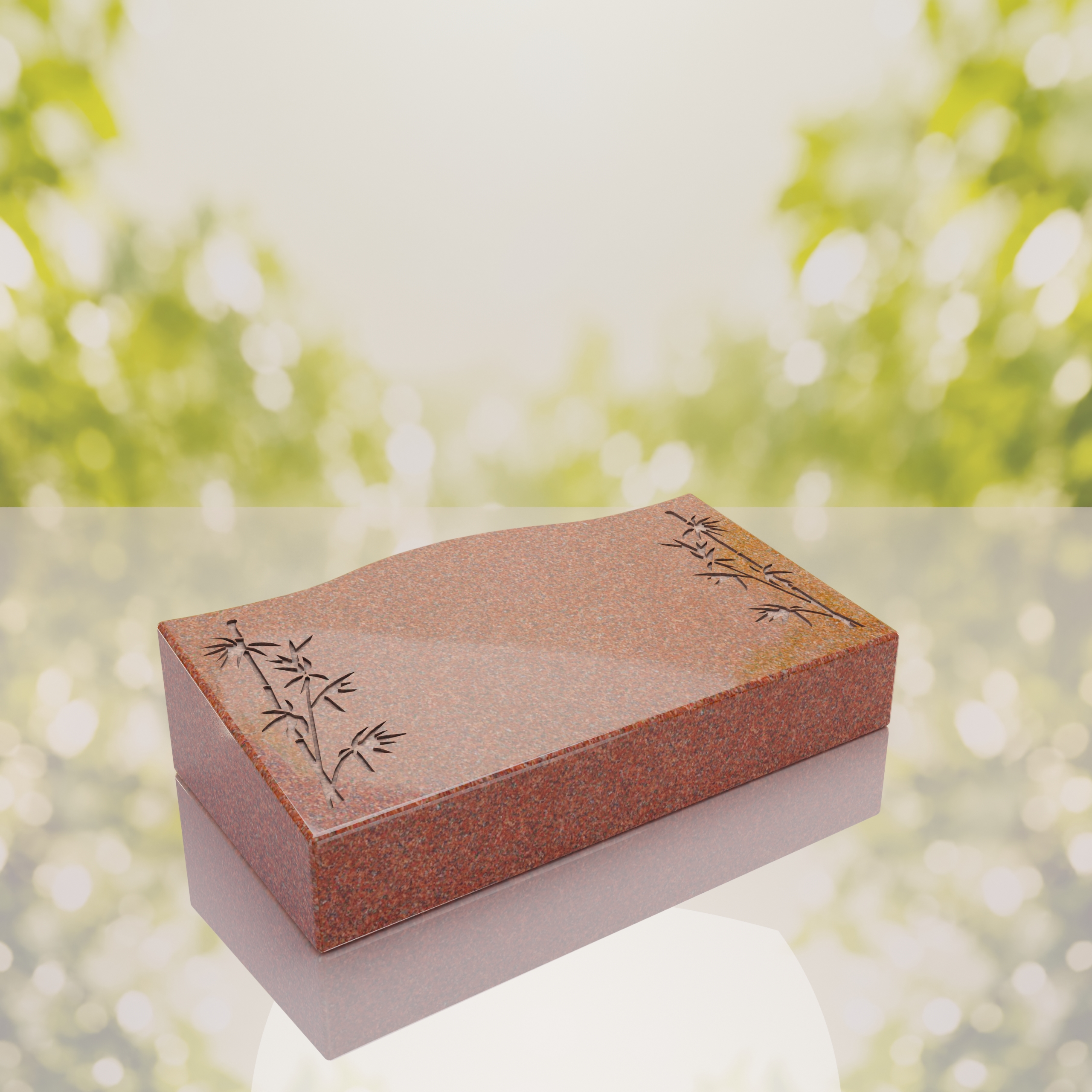 Bamboo Corner Bevel Granite Grave Marker thumbnail 3