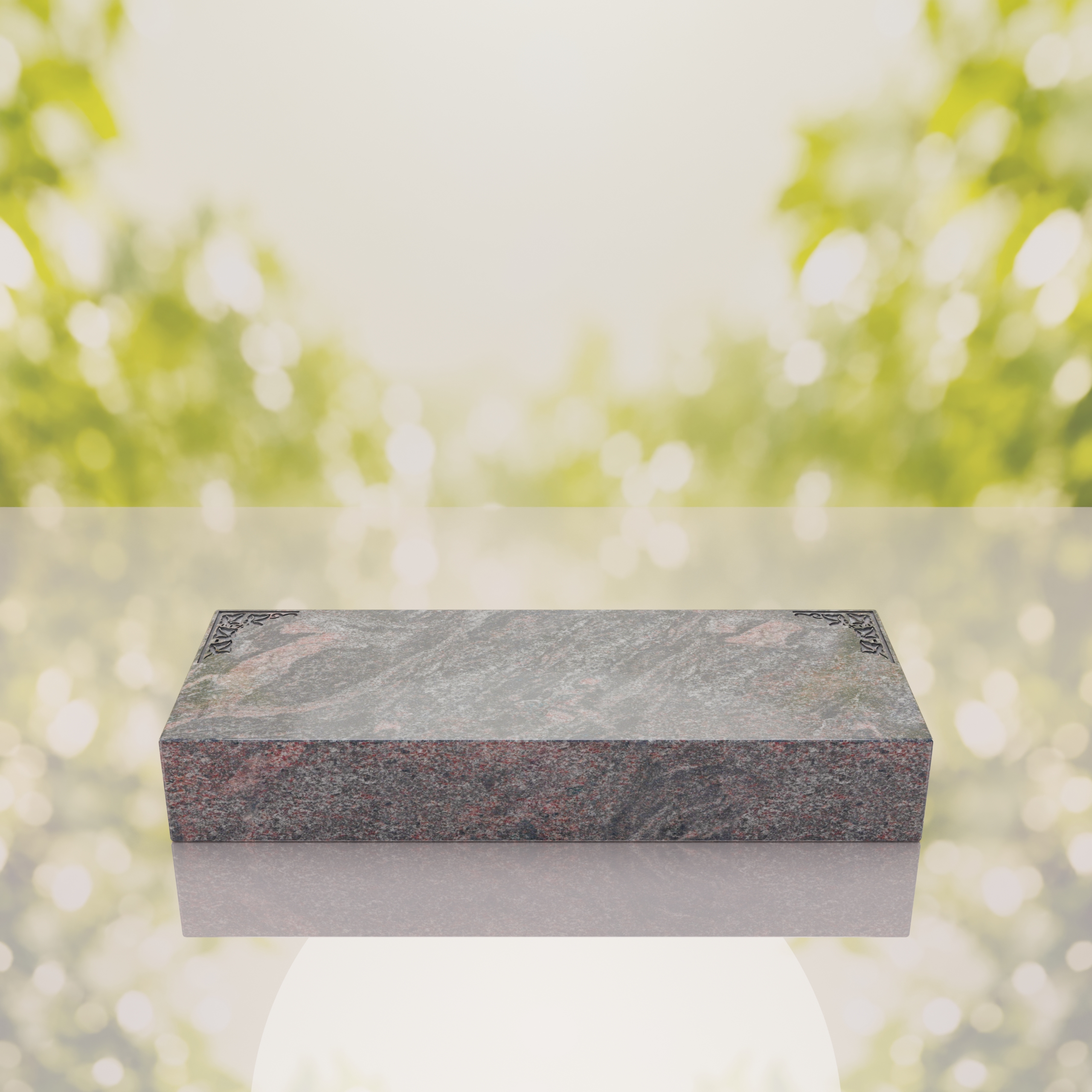 Companion Bevel Granite Grave Marker with Ivy Corner Design thumbnail 10