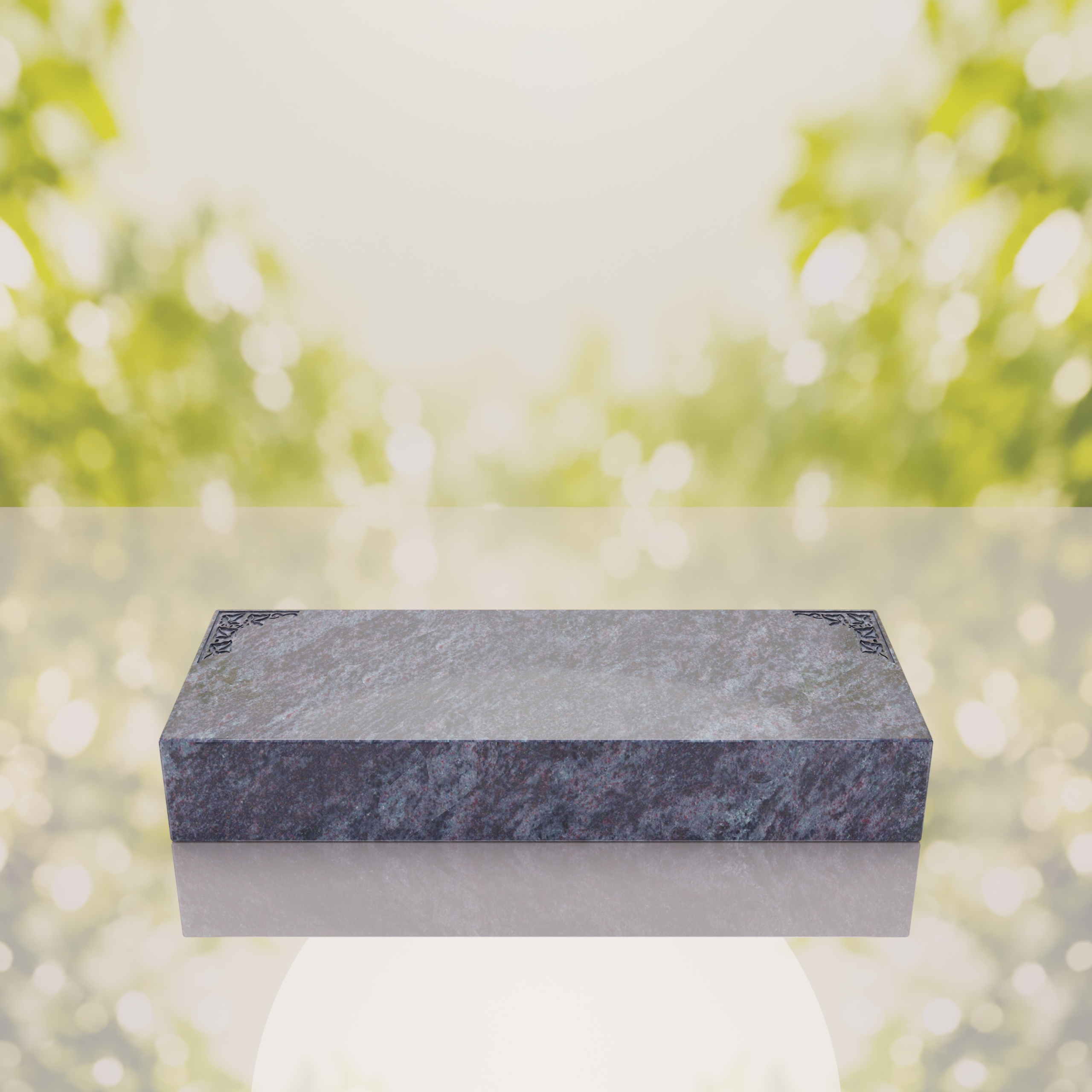 Companion Bevel Granite Grave Marker with Ivy Corner Design thumbnail 6