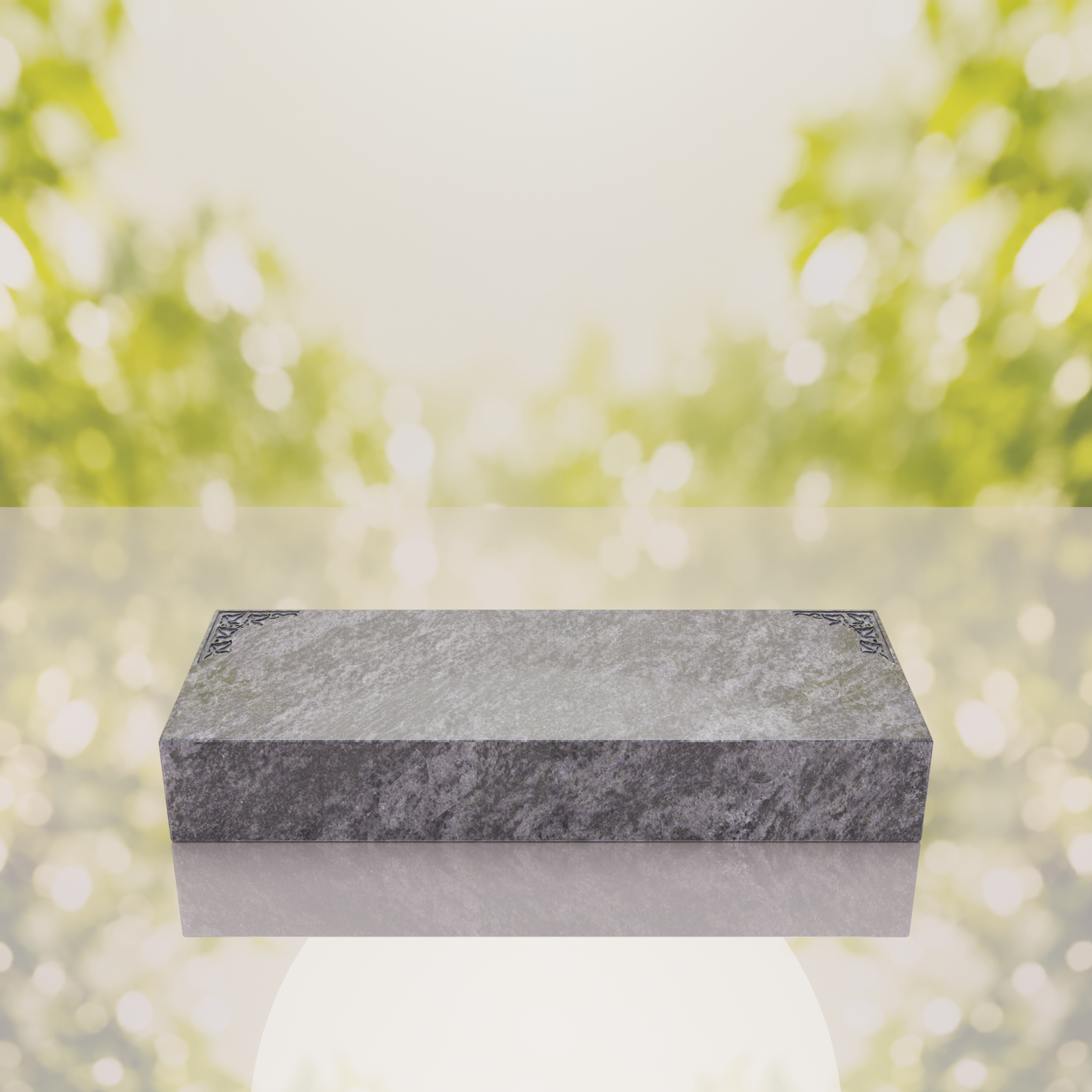 Companion Bevel Granite Grave Marker with Ivy Corner Design thumbnail 2
