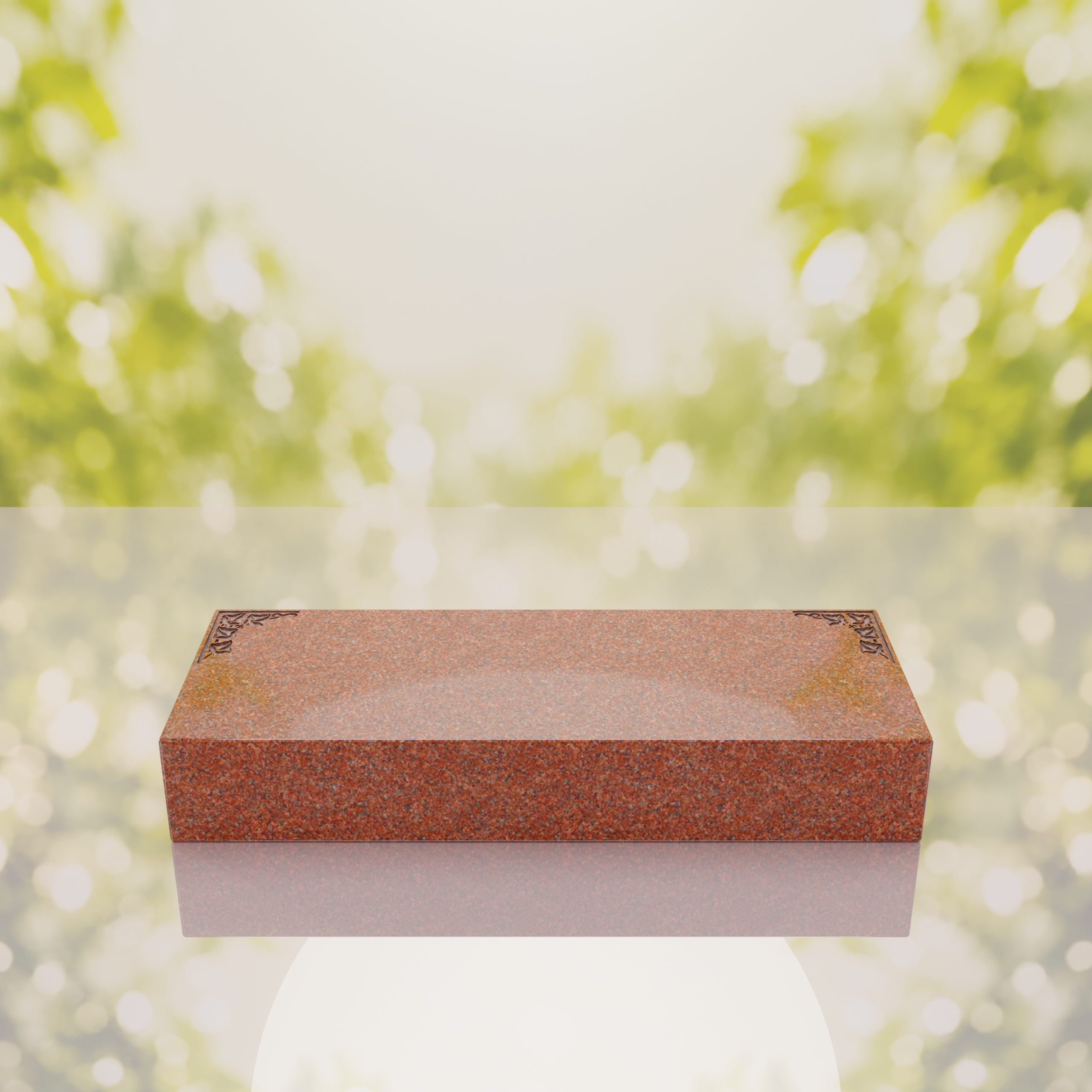 Companion Bevel Granite Grave Marker with Ivy Corner Design thumbnail 4