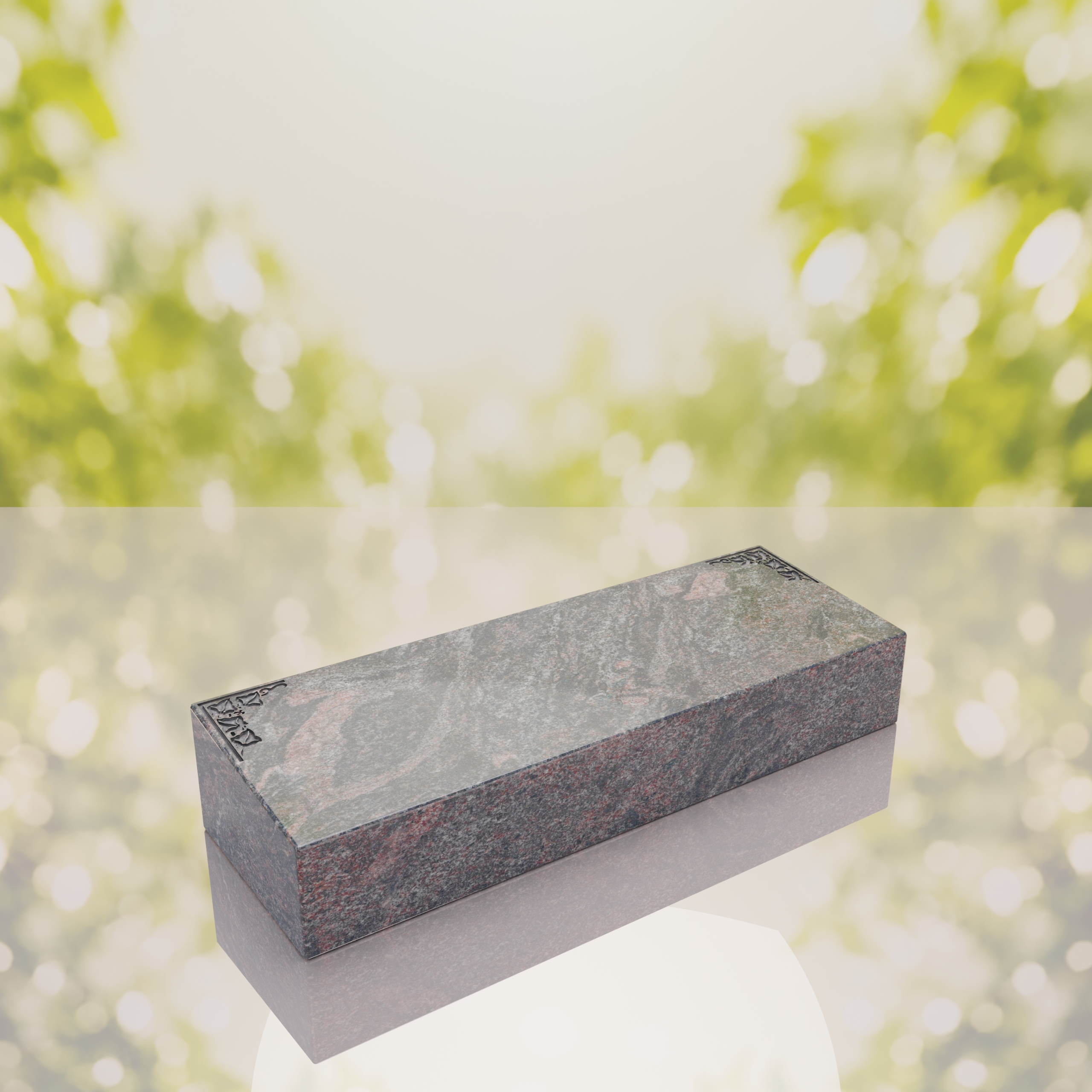 Companion Bevel Granite Grave Marker with Ivy Corner Design thumbnail 9