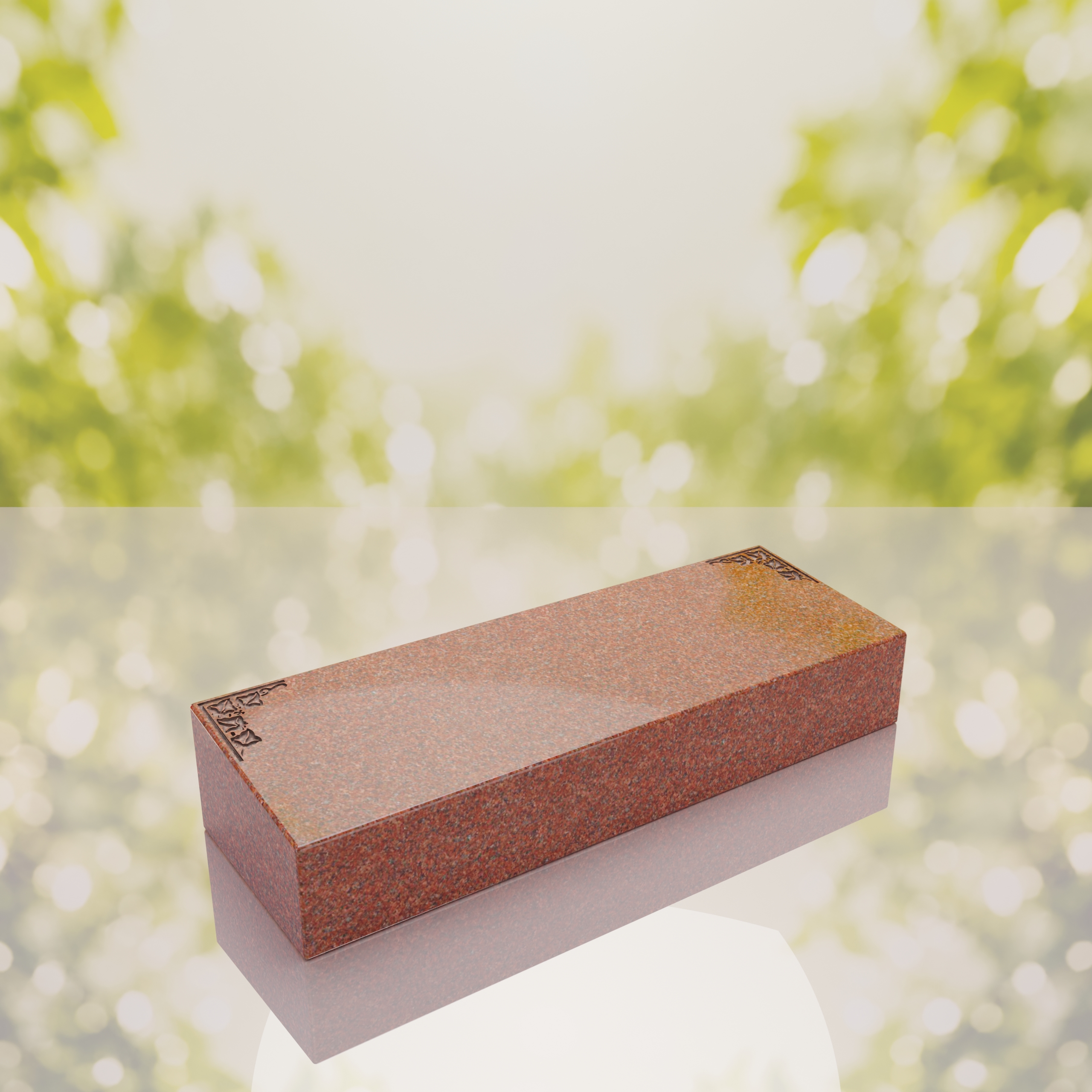 Companion Bevel Granite Grave Marker with Ivy Corner Design thumbnail 3