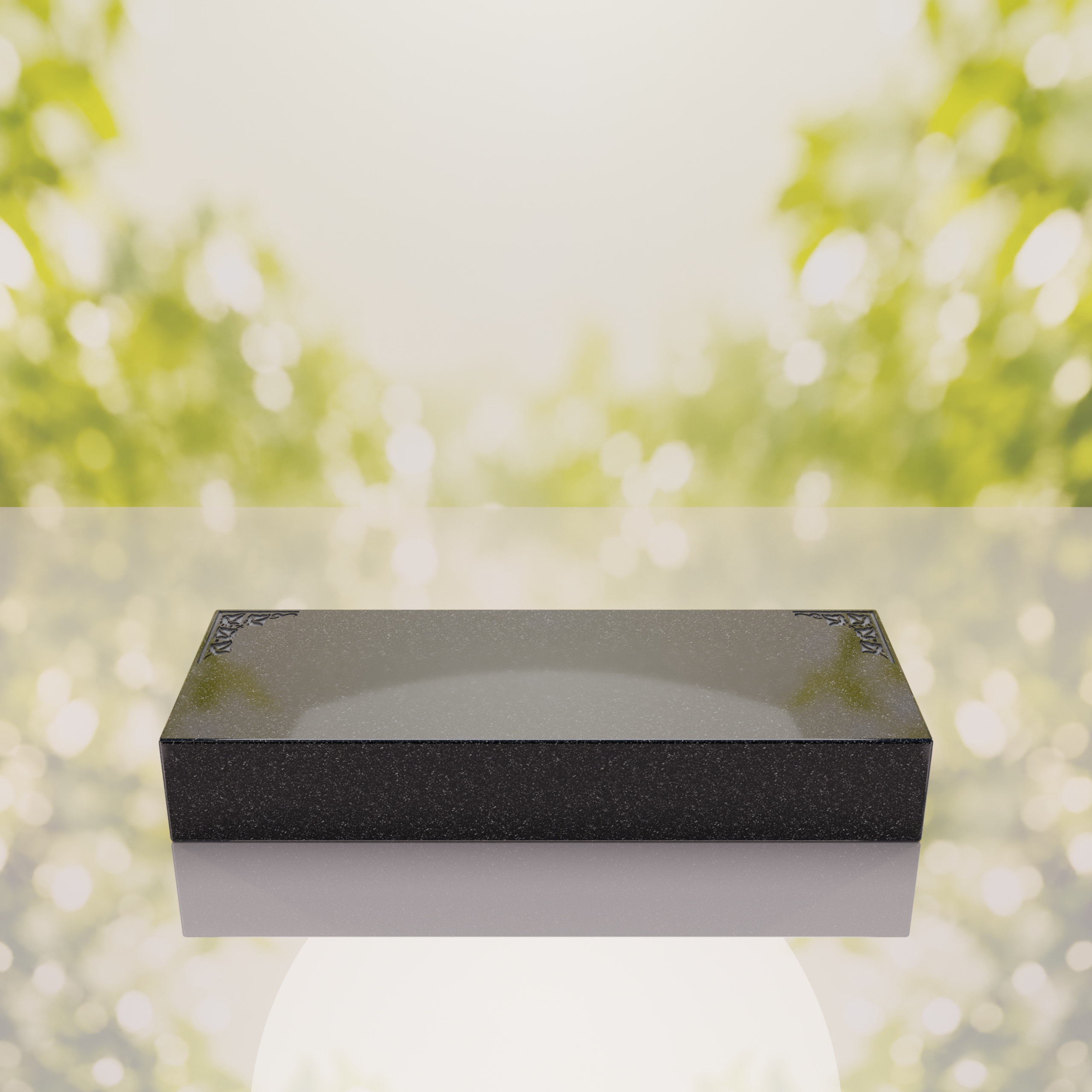 Companion Bevel Granite Grave Marker with Ivy Corner Design thumbnail 14
