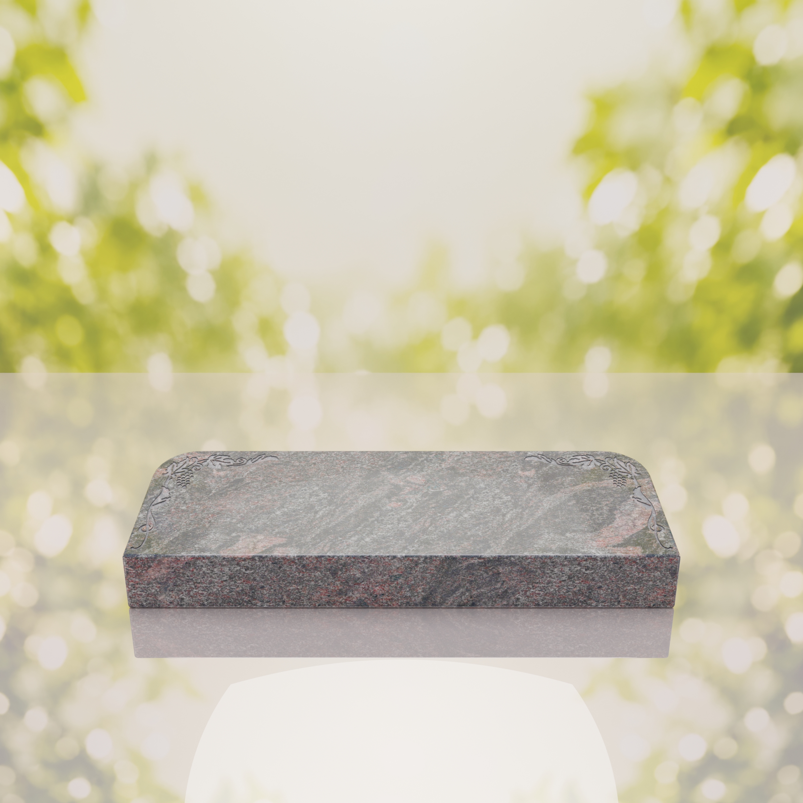 Companion Bevel Granite Grave Marker with Floral Corner Design thumbnail 12
