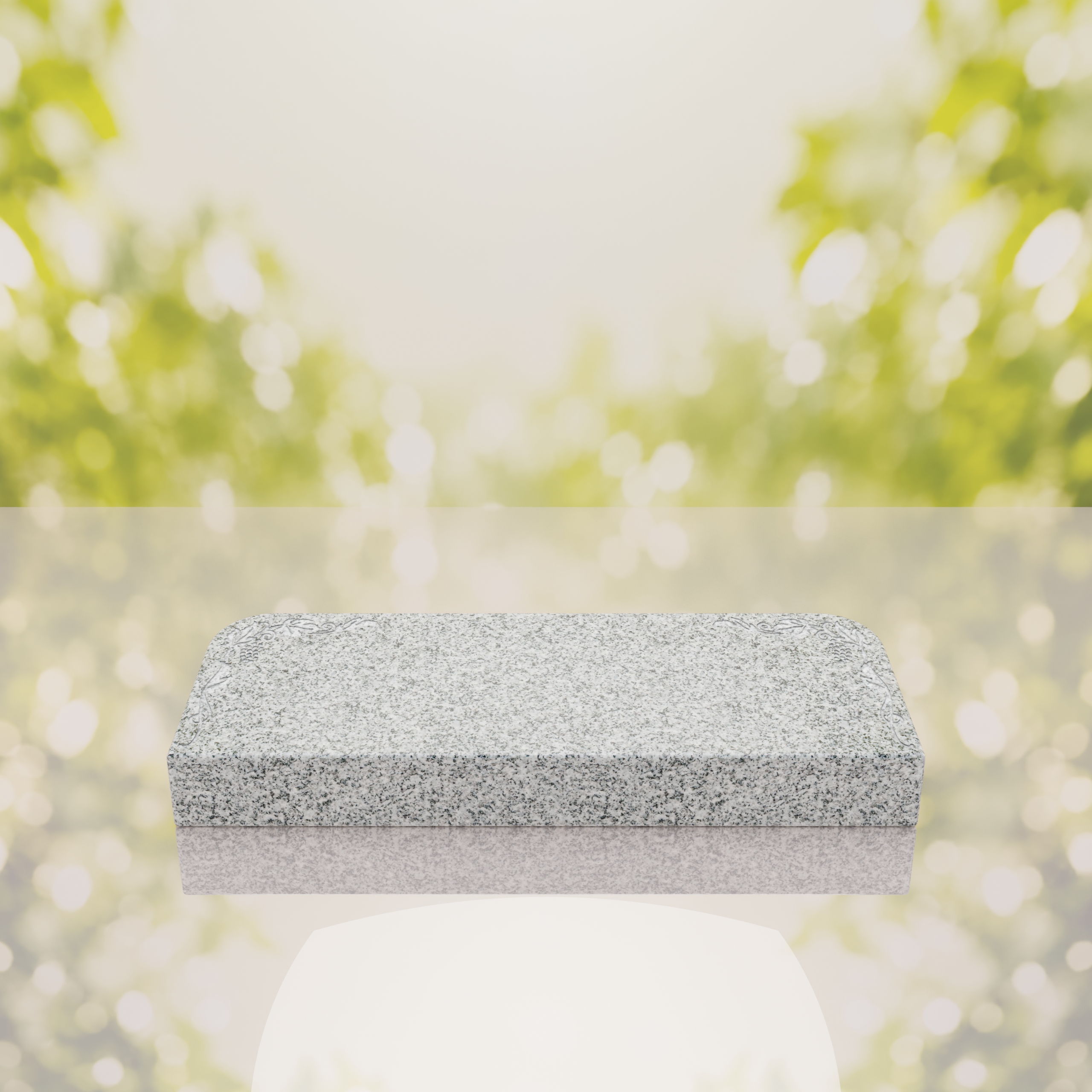 Companion Bevel Granite Grave Marker with Floral Corner Design thumbnail 10