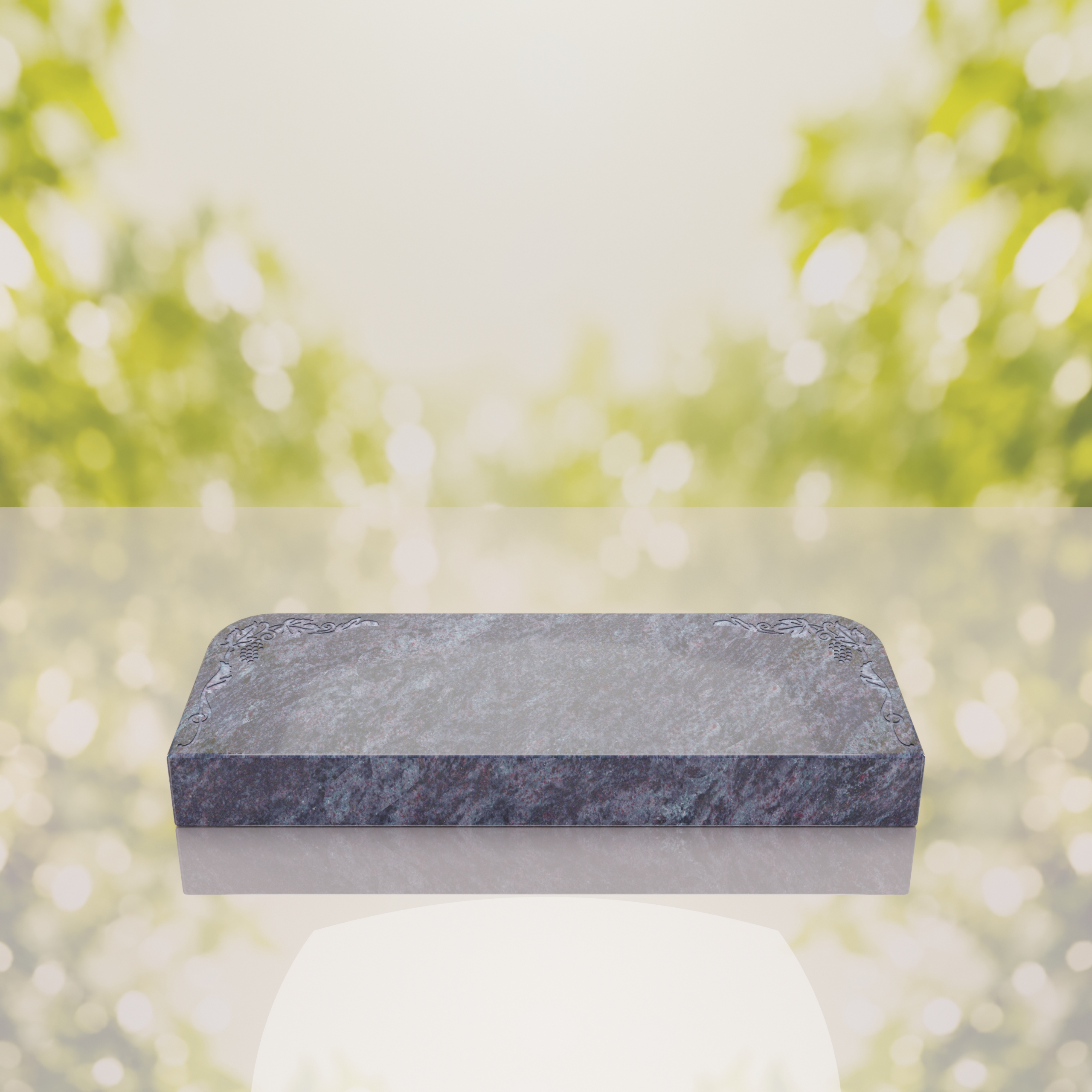 Companion Bevel Granite Grave Marker with Floral Corner Design thumbnail 8