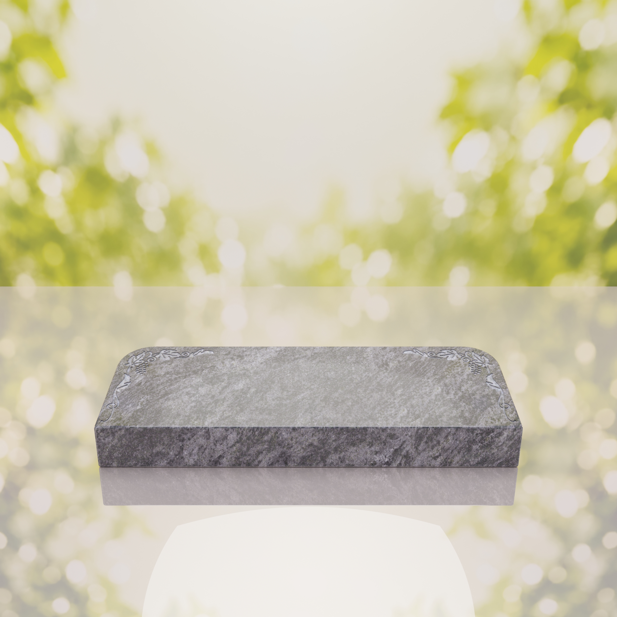 Companion Bevel Granite Grave Marker with Floral Corner Design thumbnail 6