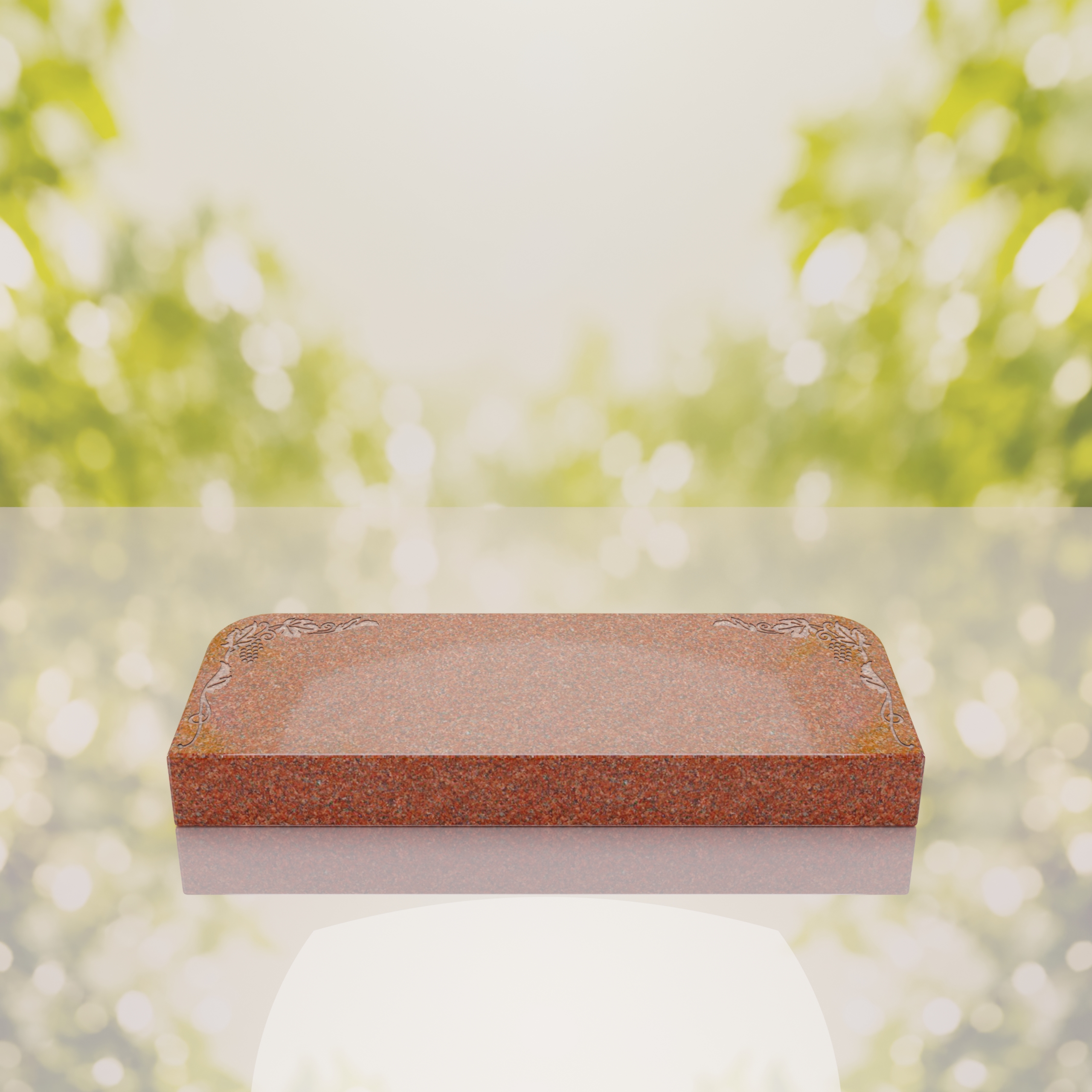 Companion Bevel Granite Grave Marker with Floral Corner Design thumbnail 4