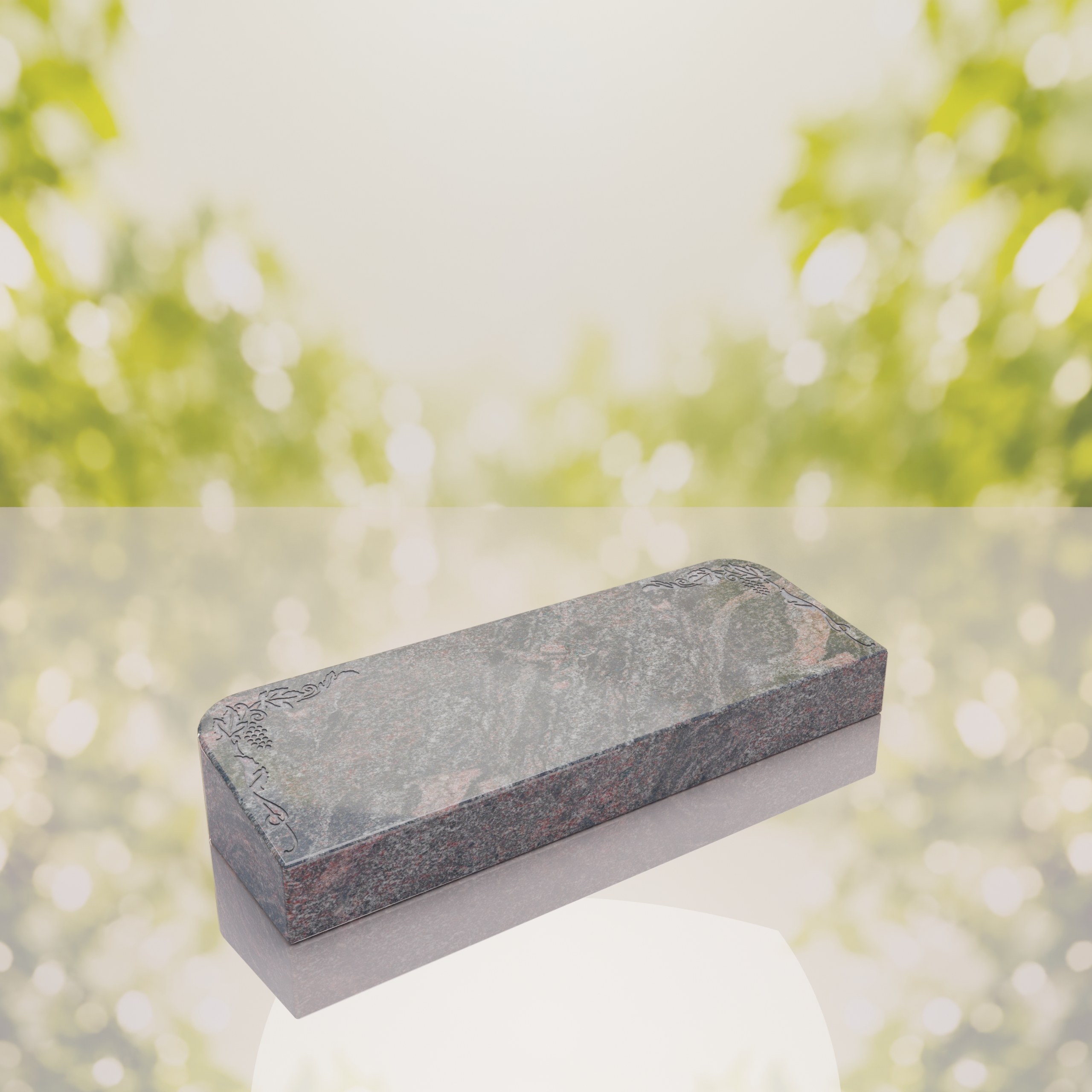 Companion Bevel Granite Grave Marker with Floral Corner Design thumbnail 11